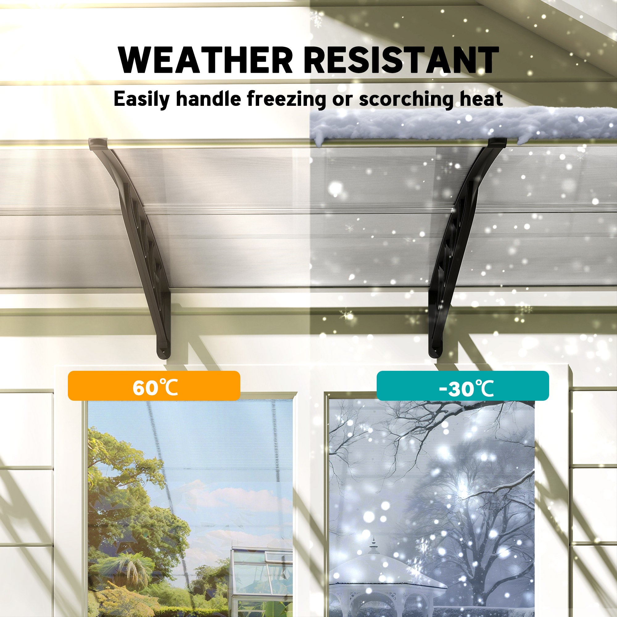 Outsunny Front Door Canopy, Outdoor Awning, Rain Shelter, 303 x 96cm , Clear - anydaydirect