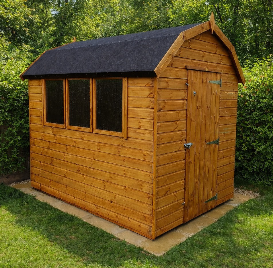 Montana Apex Style Barn Wooden Garden Shed with classic barn roof and double doors