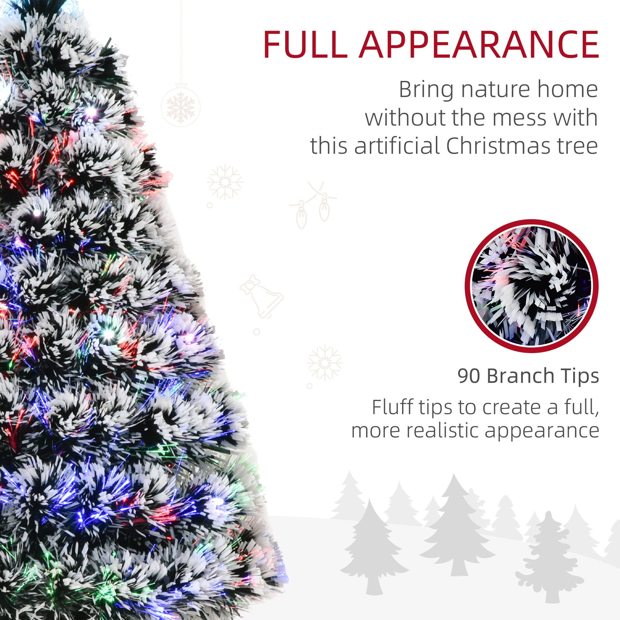 HOMCOM 3ft 90cm Green/White Artificial Christmas Tree W/ Prelit LED - anydaydirect