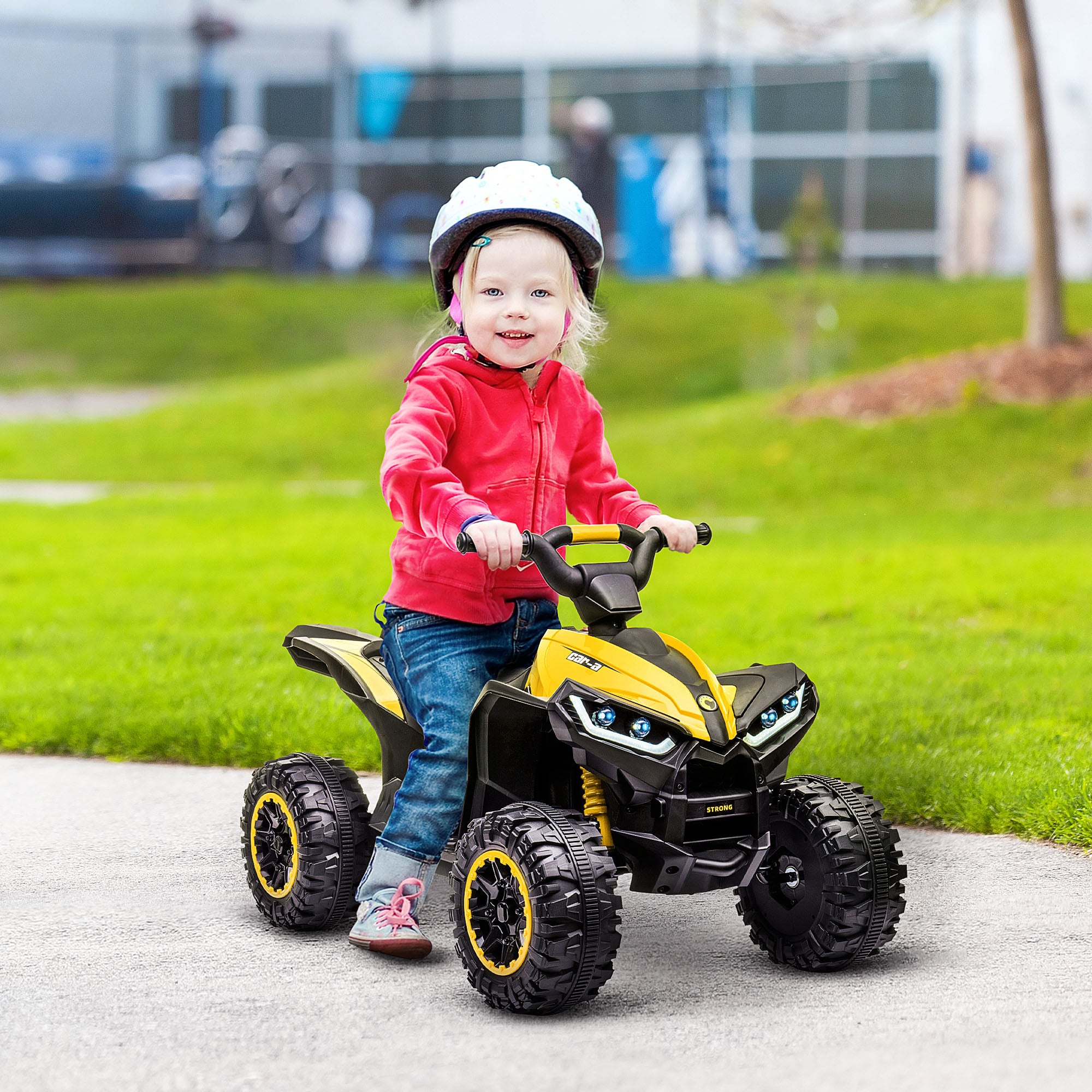 HOMCOM Kids' 12V Electric Quad Bike: Ride-On ATV with Forward/Reverse, Speed Control, Suspension, Horn & Music, Yellow - anydaydirect