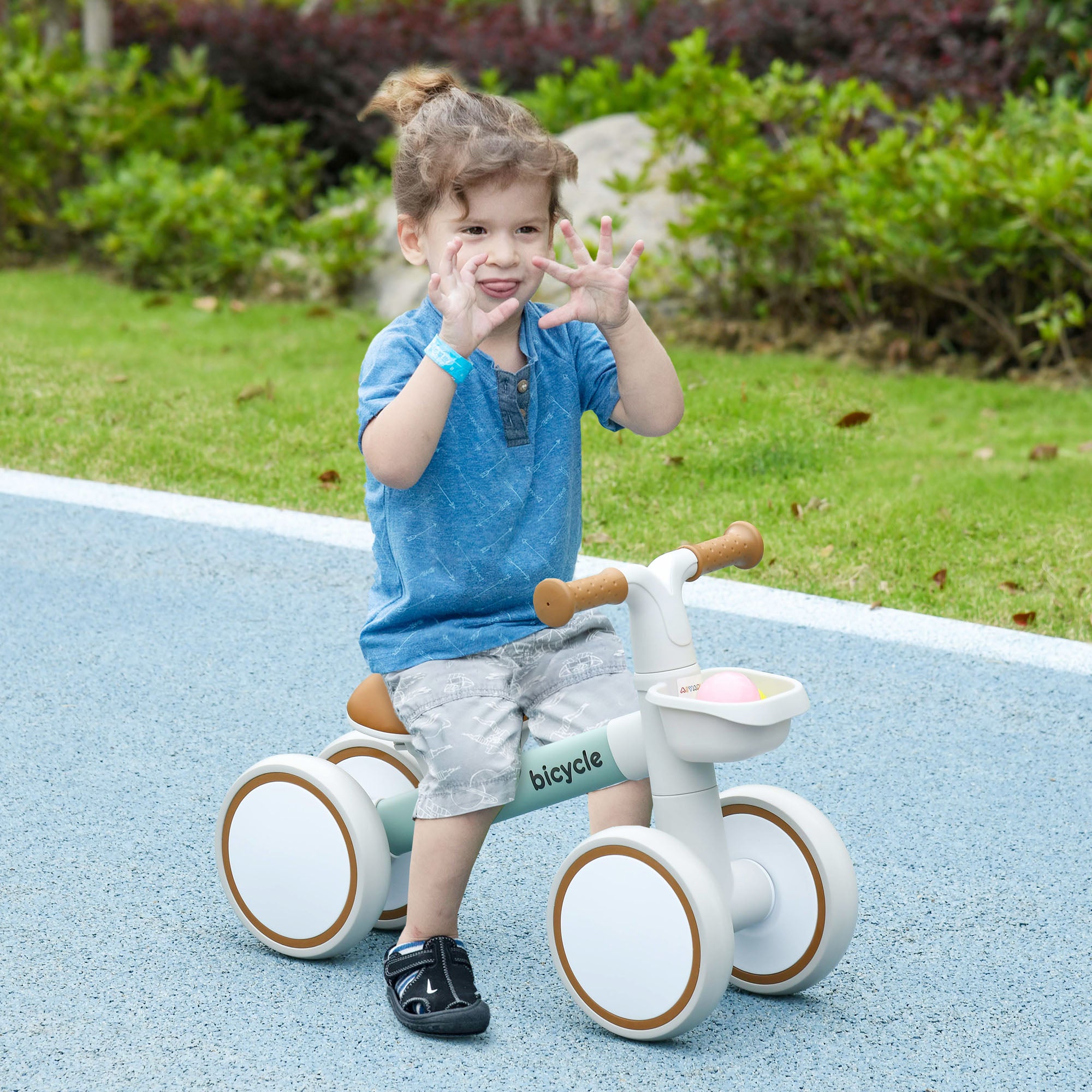 AIYAPLAY Kids Balance Bike for 1-3 Years Old with Adjustable Seat, Silent Wheels, Green - anydaydirect