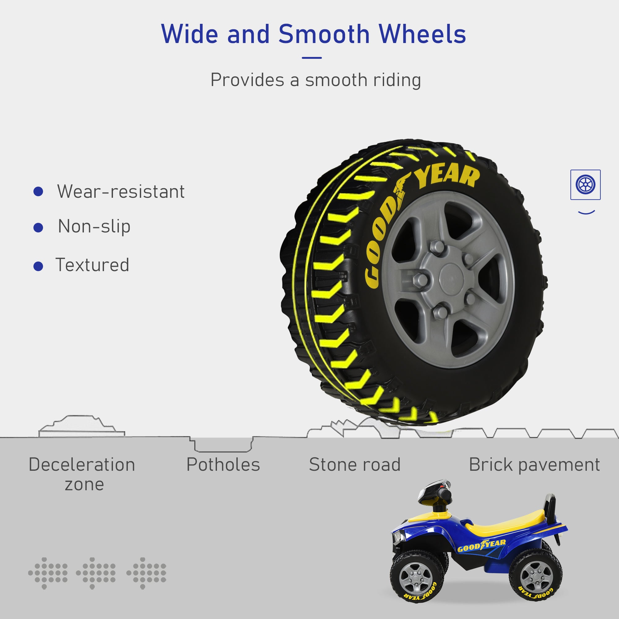 HOMCOM Kids Quad Bike Walker with Engaging Sound Effects, Sturdy PP Construction, Vibrant Yellow & Blue - anydaydirect