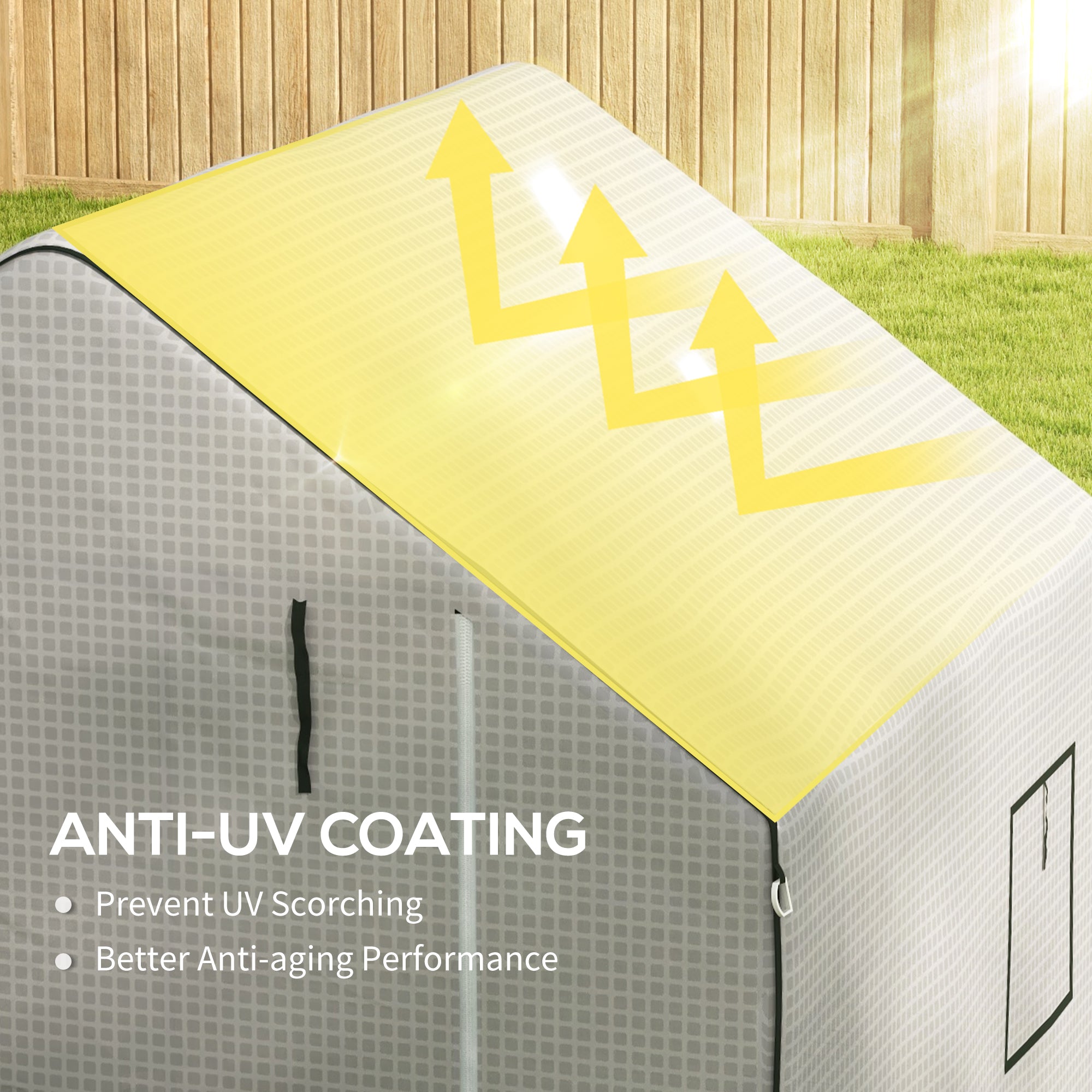 Outsunny Greenhouse Cover Replacement Walk-in PE Hot House Cover with Roll-up Door and Windows, 140 x 143 x 190cm, White - anydaydirect
