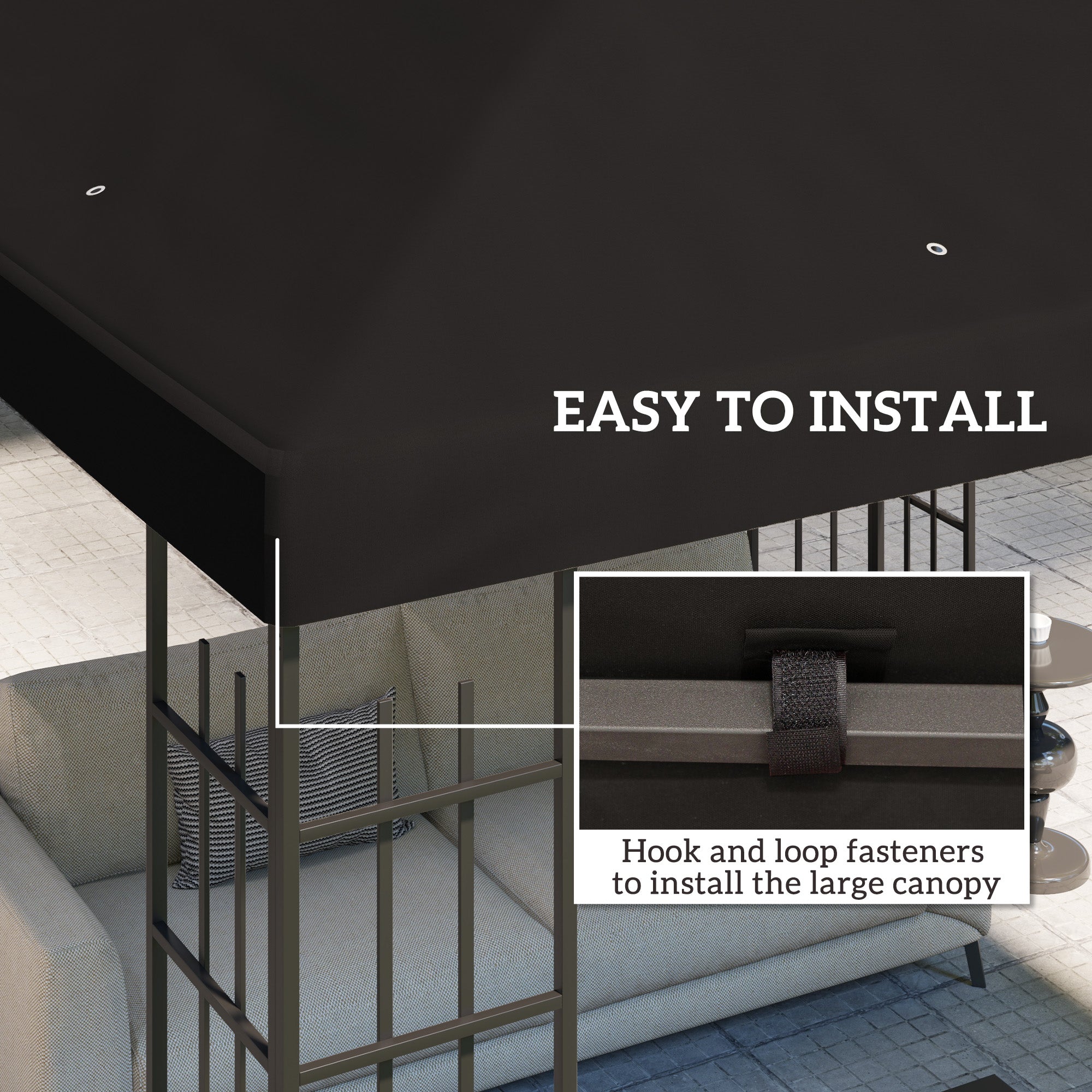 Outsunny 3 x 3(m) Gazebo Frame Replacement - Black - anydaydirect
