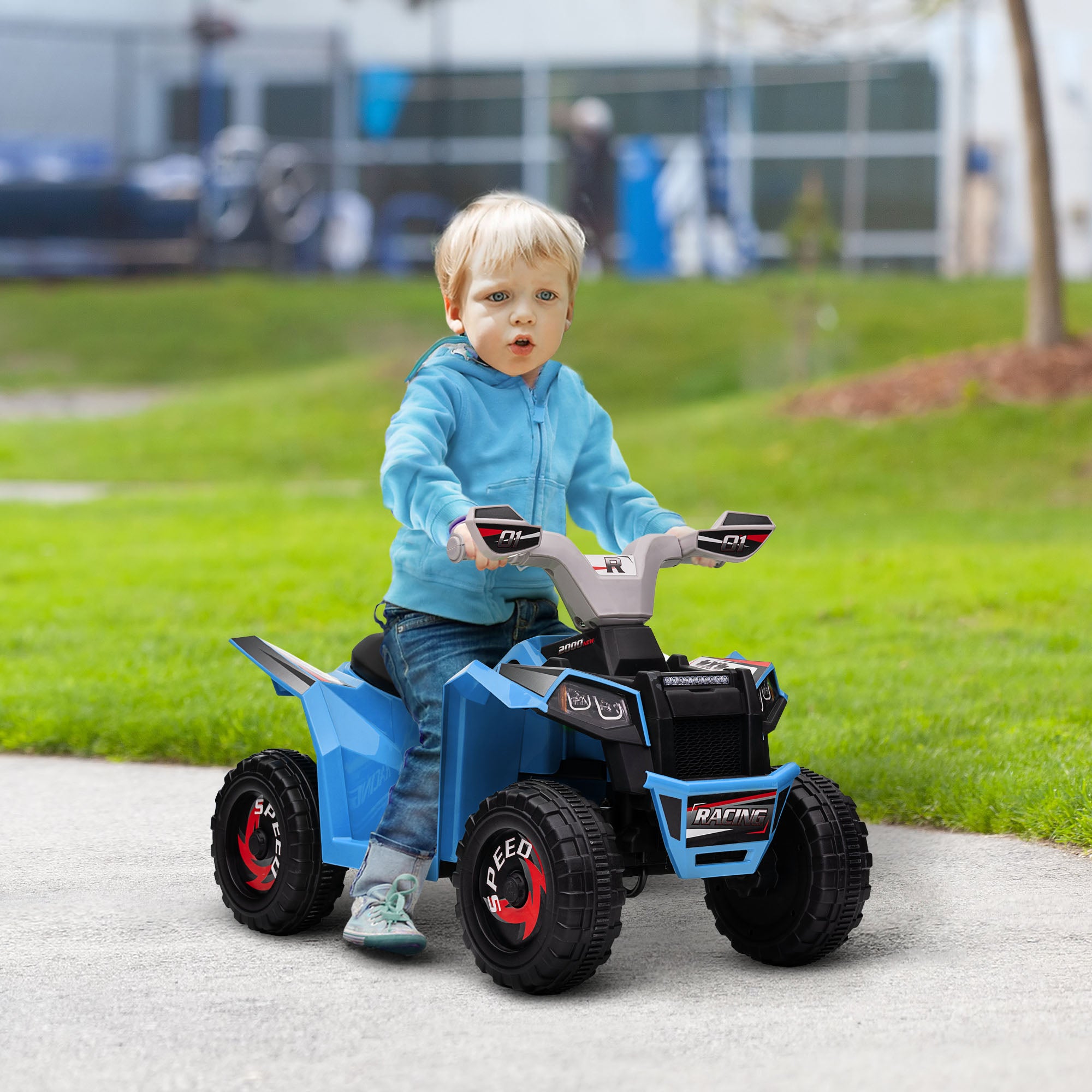 HOMCOM Quad Bike for Toddlers, 6V Battery with Durable Wheels, Forward and Reverse Functions, for 18-36 Months, Blue - anydaydirect
