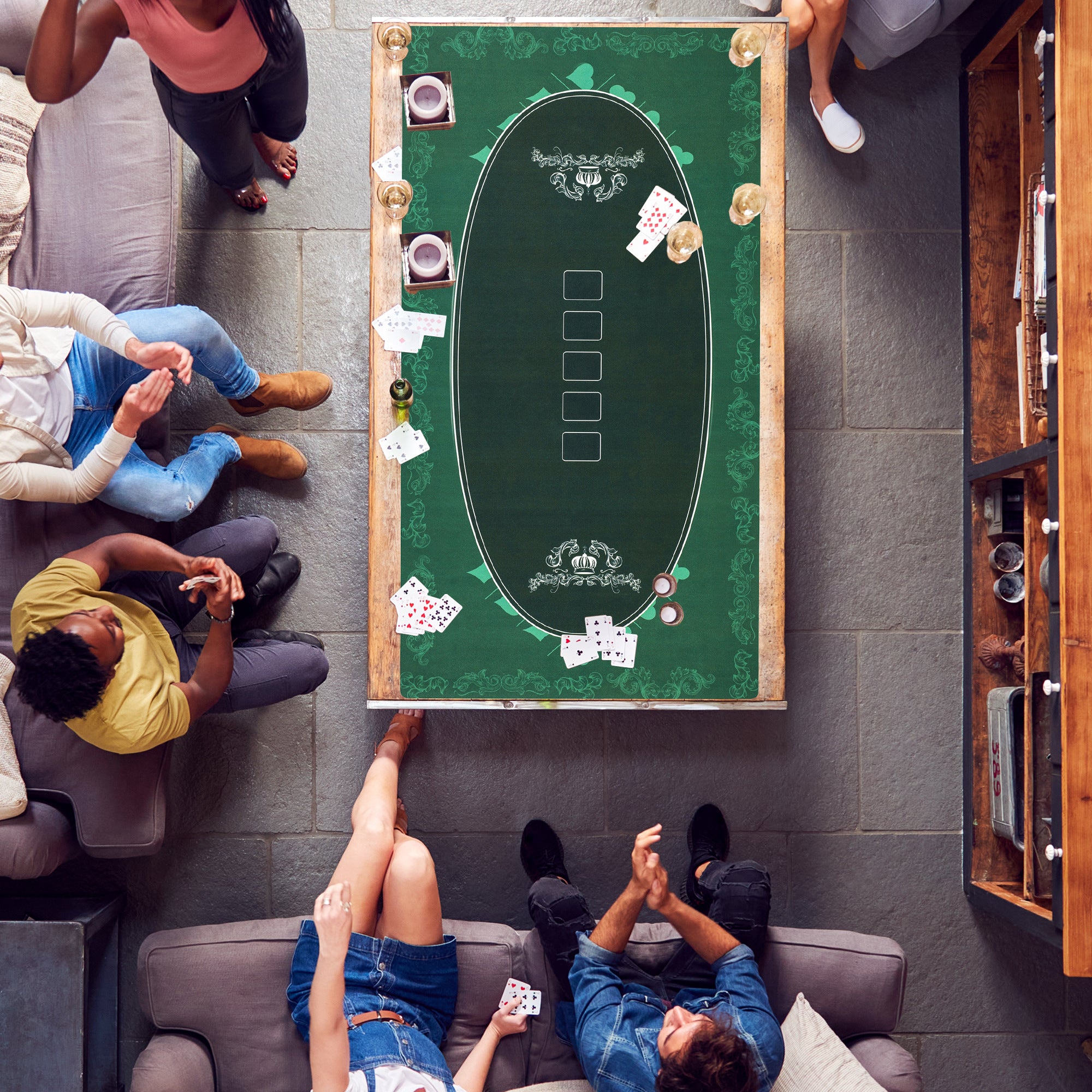 SPORTNOW 239.3 x 115.5 cm Professional Texas Hold'em Poker Mat 12 Player Water-Resistant Poker Table Top Rubber Poker Table Mat with Felt Surface Carry Bag, Green - anydaydirect