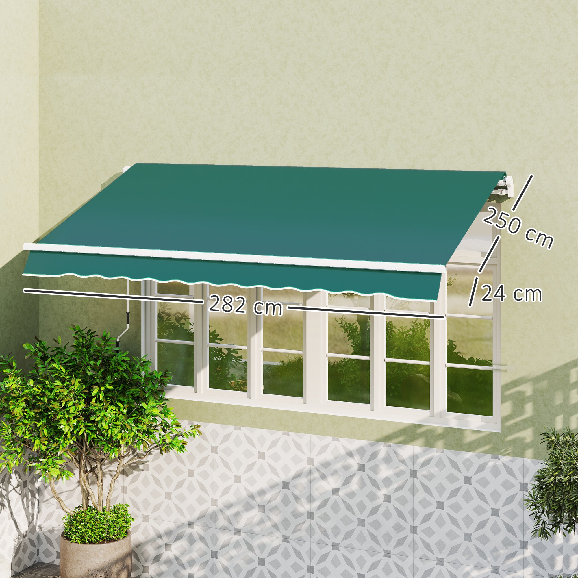Outsunny Awning Replacement Canopy, Water Resistant UPF 50+ Sun Shade Cover for 3 x 2.5 m Garden Awning (Fabric Only), Green - anydaydirect