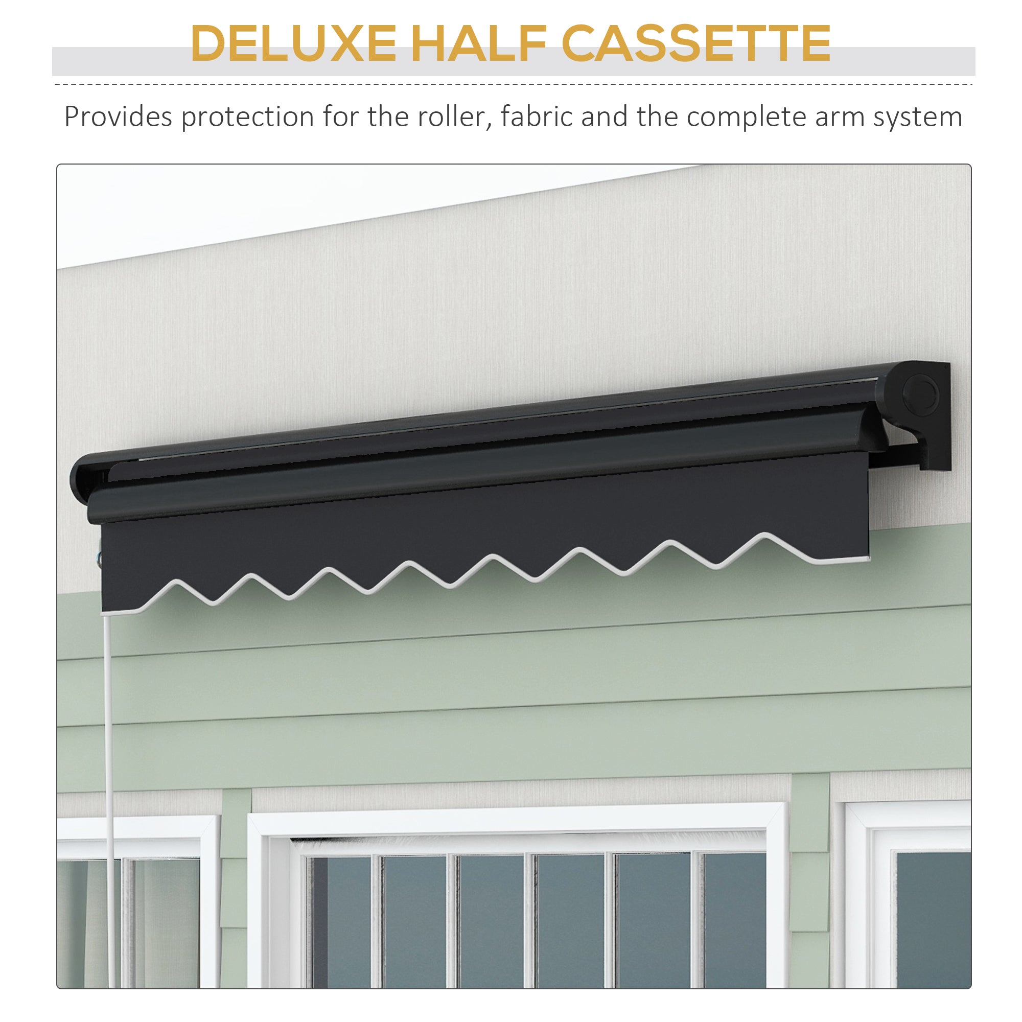 Outsunny 3 x 2.5m Electric Awning with LED Light, Aluminium Frame Retractable Awning Sun Canopies for Patio Door Window - anydaydirect