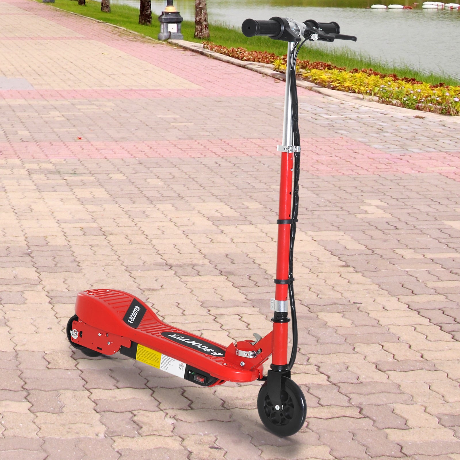 HOMCOM Kids Folding Electric Bike Children E Scooter Ride on Toy 2x12V Recharge Battery 120W Adjustable Height Wheels Suitable for 7-14 yrs - anydaydirect