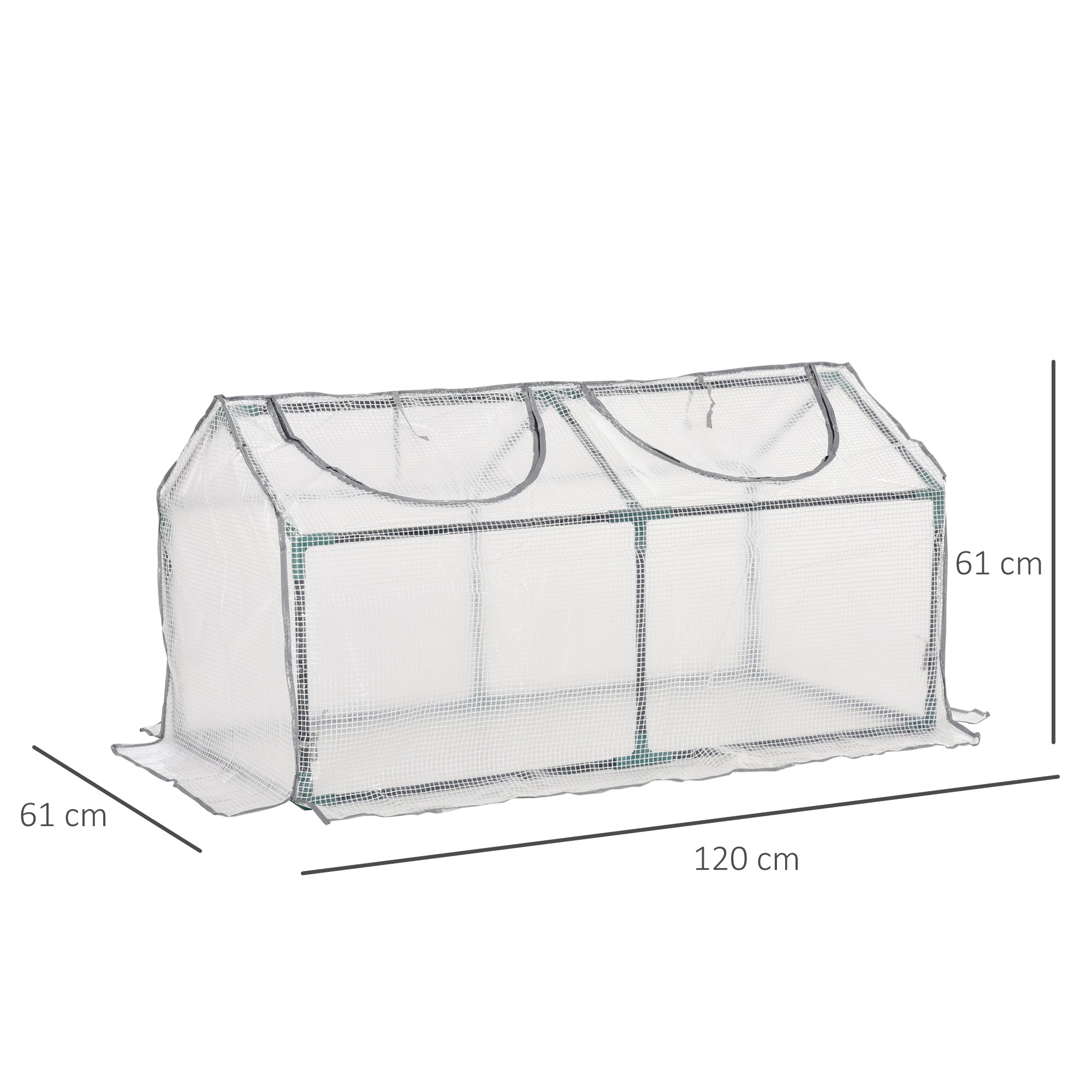 Outsunny Mini Greenhouse Portable Flower Planter Tomato Vegetable House for Garden Backyard with Zipper 120 x 60 x 60 cm, White - anydaydirect