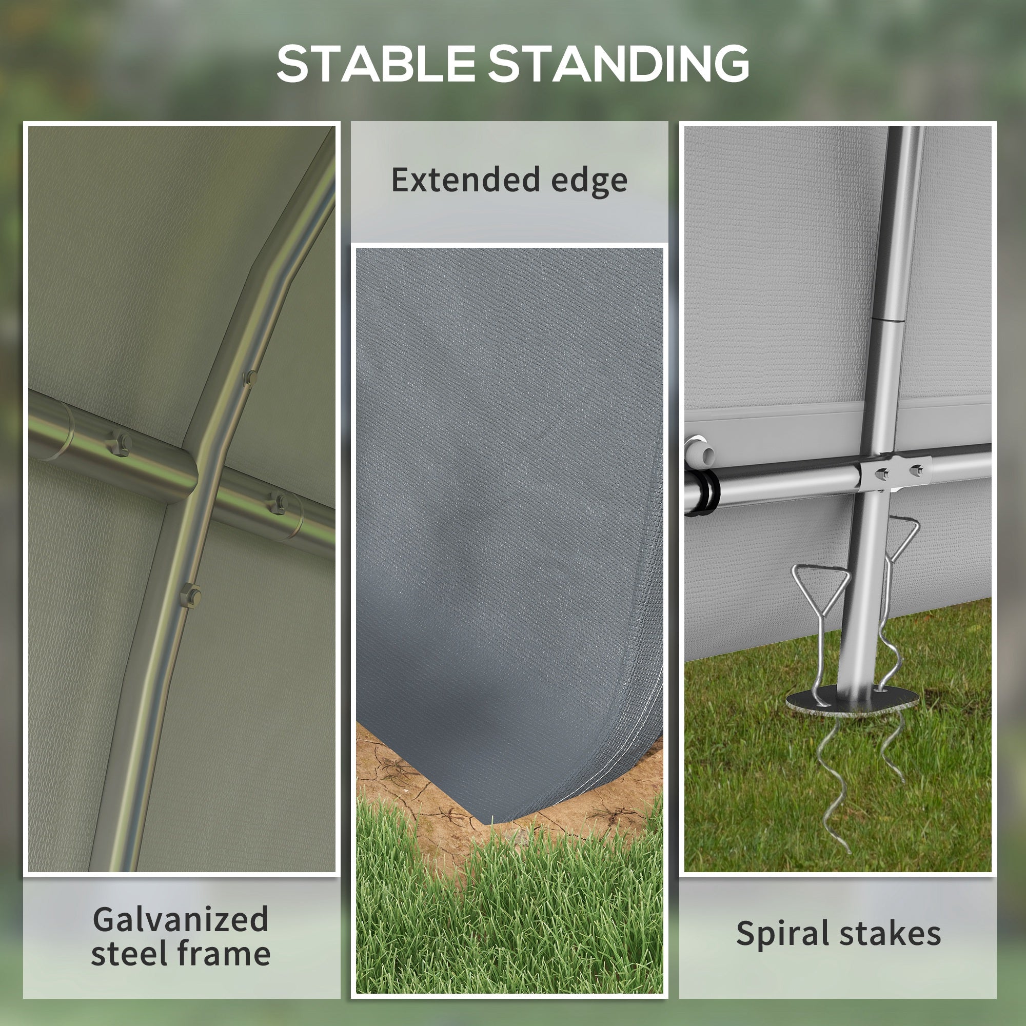 Outsunny 3 x 3(m) Garden Storage Tent, Heavy Duty Outdoor Shed, Waterproof Portable Shed Storage Shelter with Galvanised Steel Frame for Bike, Motorcycle, Garden Tools, Grey - anydaydirect