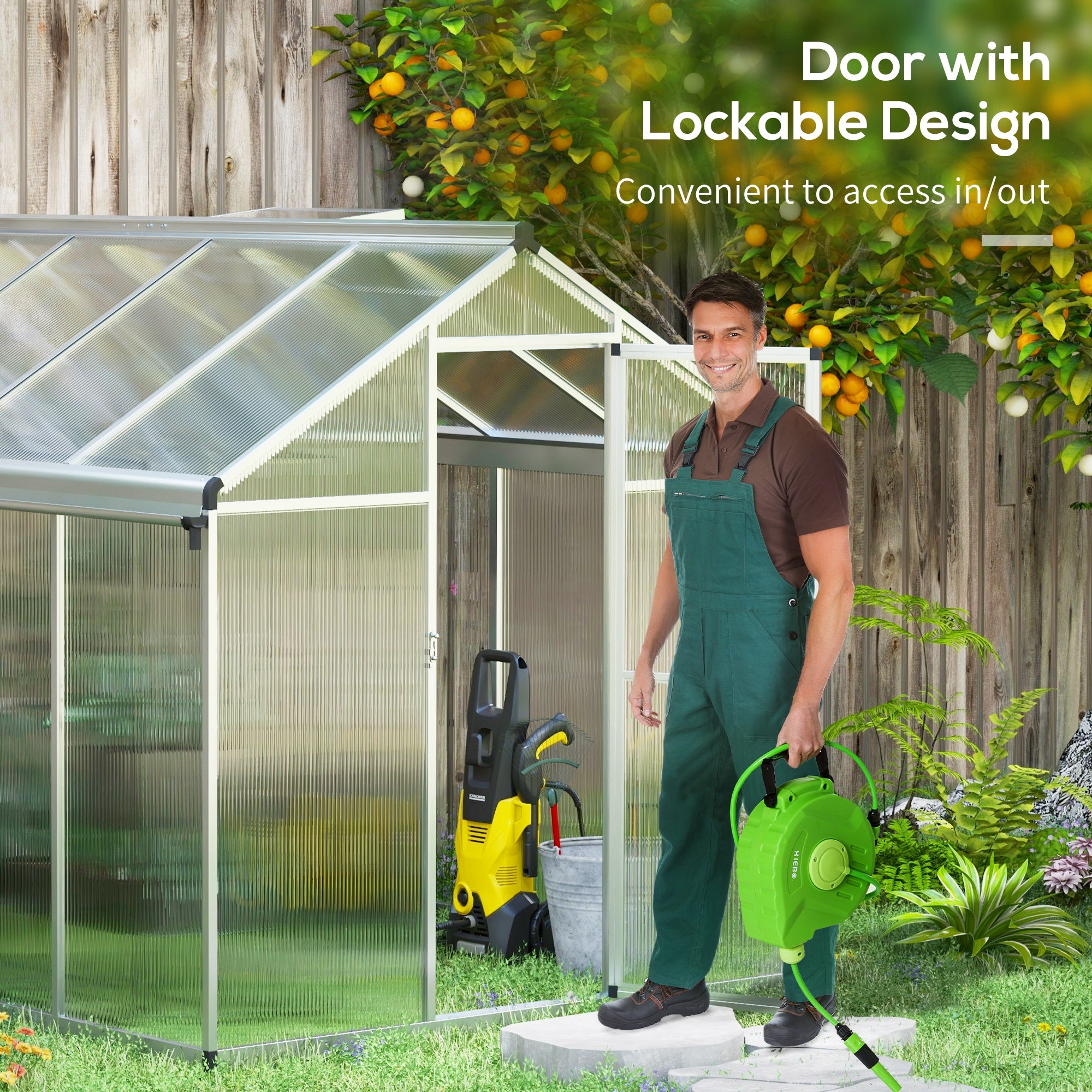 Outsunny 8 x 6ft Aluminium Frame Greenhouse, with Foundation - anydaydirect