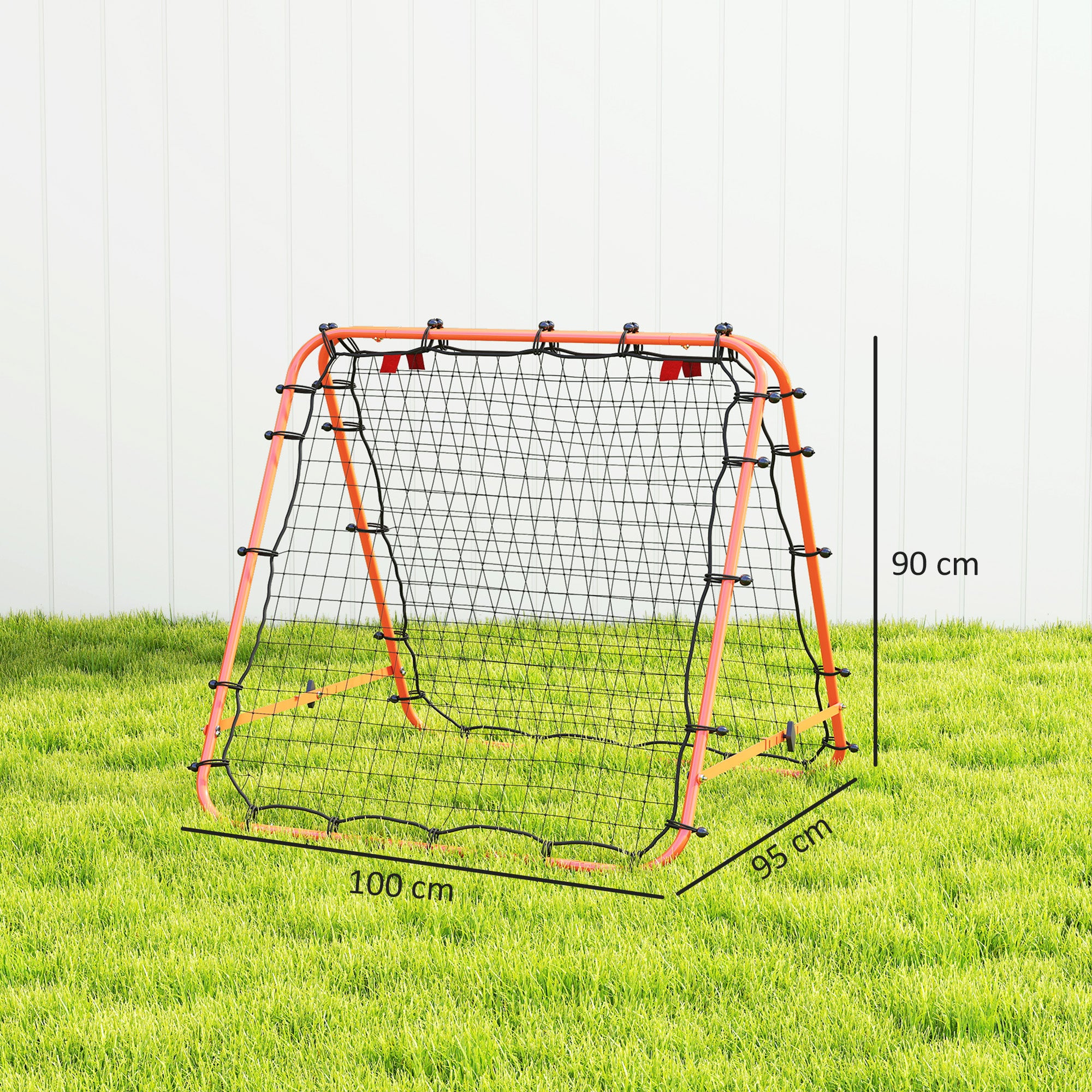 HOMCOM Double Sided Football Rebounder Net, Football Rebound Goal with Five Adjustable Angles, Orange - anydaydirect