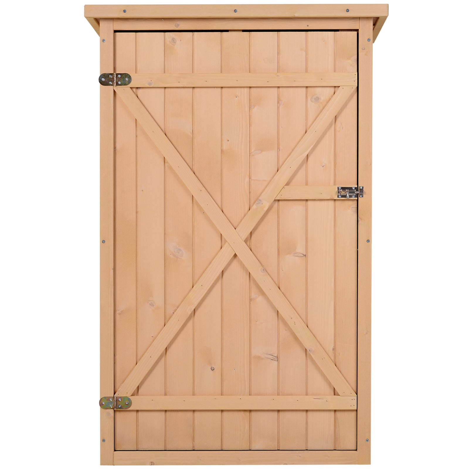 Outsunny Wooden Garden Storage Shed Fir Wood Tool Cabinet Organiser with Shelves 75L x 56W x115Hcm - anydaydirect