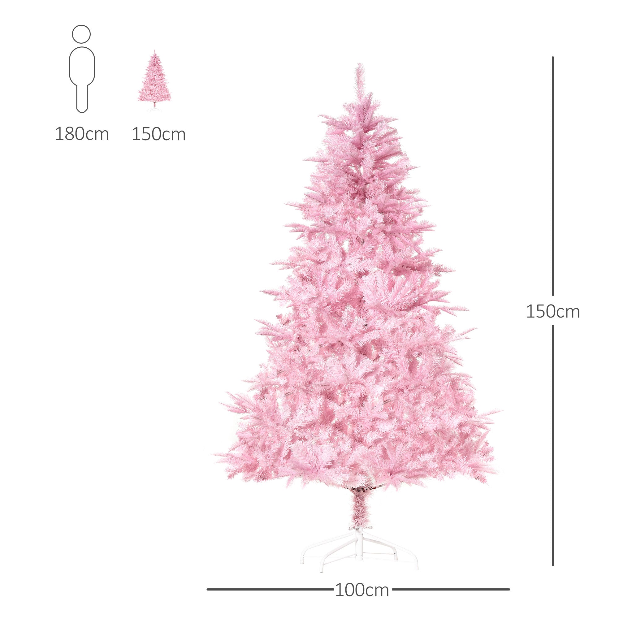 HOMCOM 5FT Pop-up Artificial Christmas Tree Holiday Xmas Holiday Tree Decoration with Automatic Open for Home Party, Pink - anydaydirect