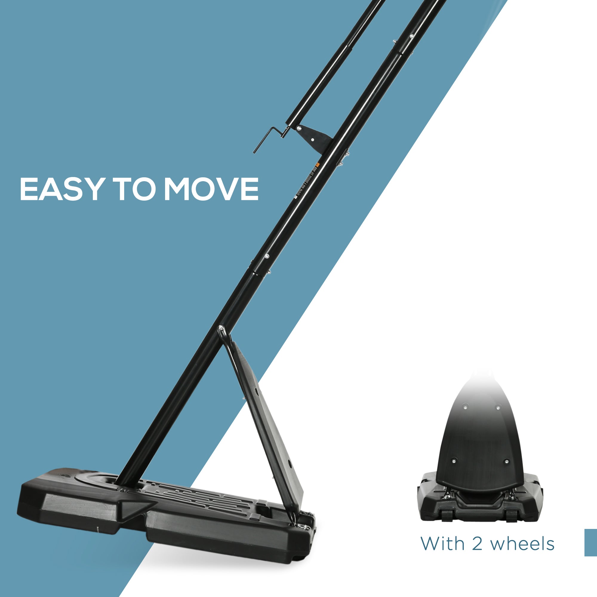 SPORTNOW 2.4-2.9m Adjustable Basketball Hoop and Stand with Weighted Base, Portable on Wheels, Black - anydaydirect