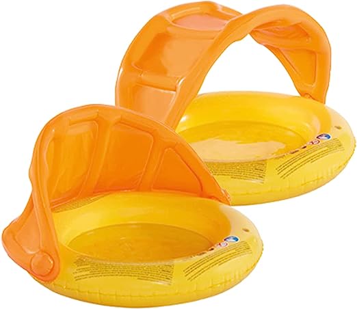 SunClub Baby Inflatable Paddling Pool With Canopy Sunshade Orange - anydaydirect