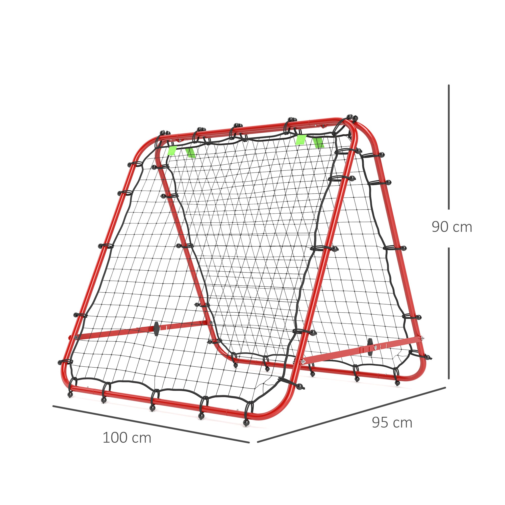 HOMCOM Double Sided Football Rebounder Net, Football Rebound Goal with Five Adjustable Angles, Red - anydaydirect