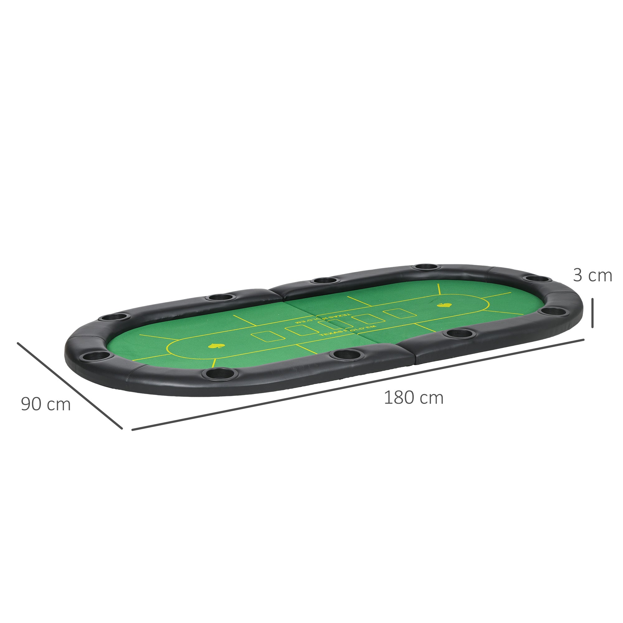 SPORTNOW Foldable Poker Mat, 10-Player Table Top with Cup Holder, Carry Bag - Green - anydaydirect