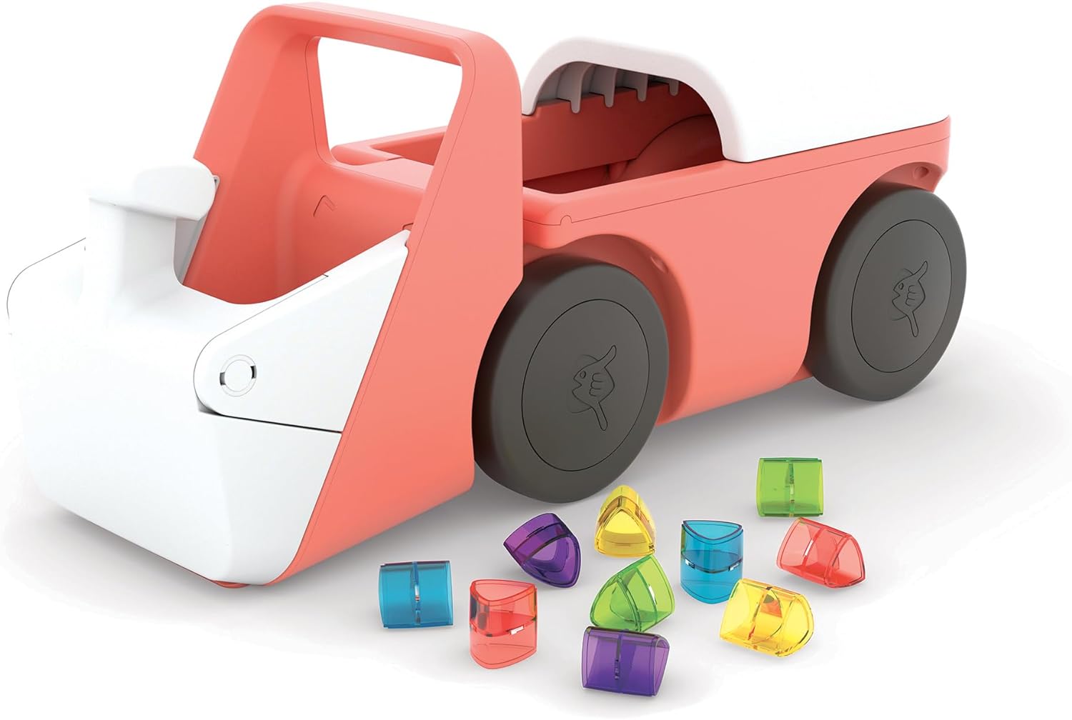 Chillafish Blockie 4-Wheel First Ride-on That Cleans up and Carries All Your Toys, 10 Play Blocks Included to Scoop in Digger-Style Action, Age 1-3 Years, Flamingo - anydaydirect