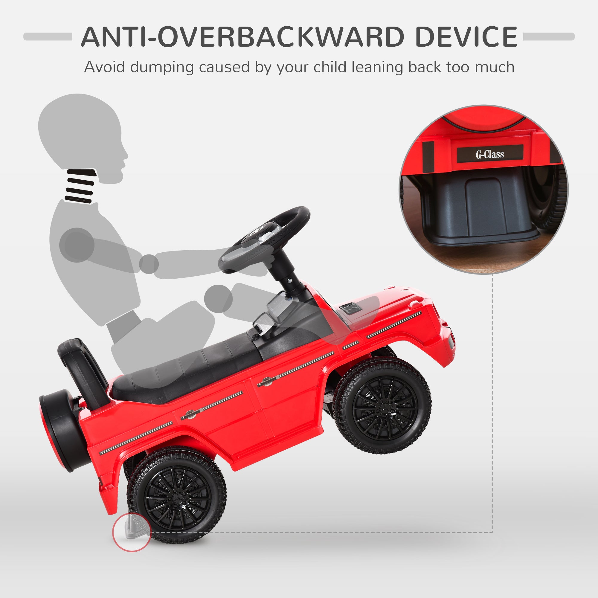 HOMCOM Aosom Compatible Baby Toddler Push Handle Sliding Car Mercedes-Benz G350 Licensed w/Big Steering Wheel Anti-overturning System Red - anydaydirect