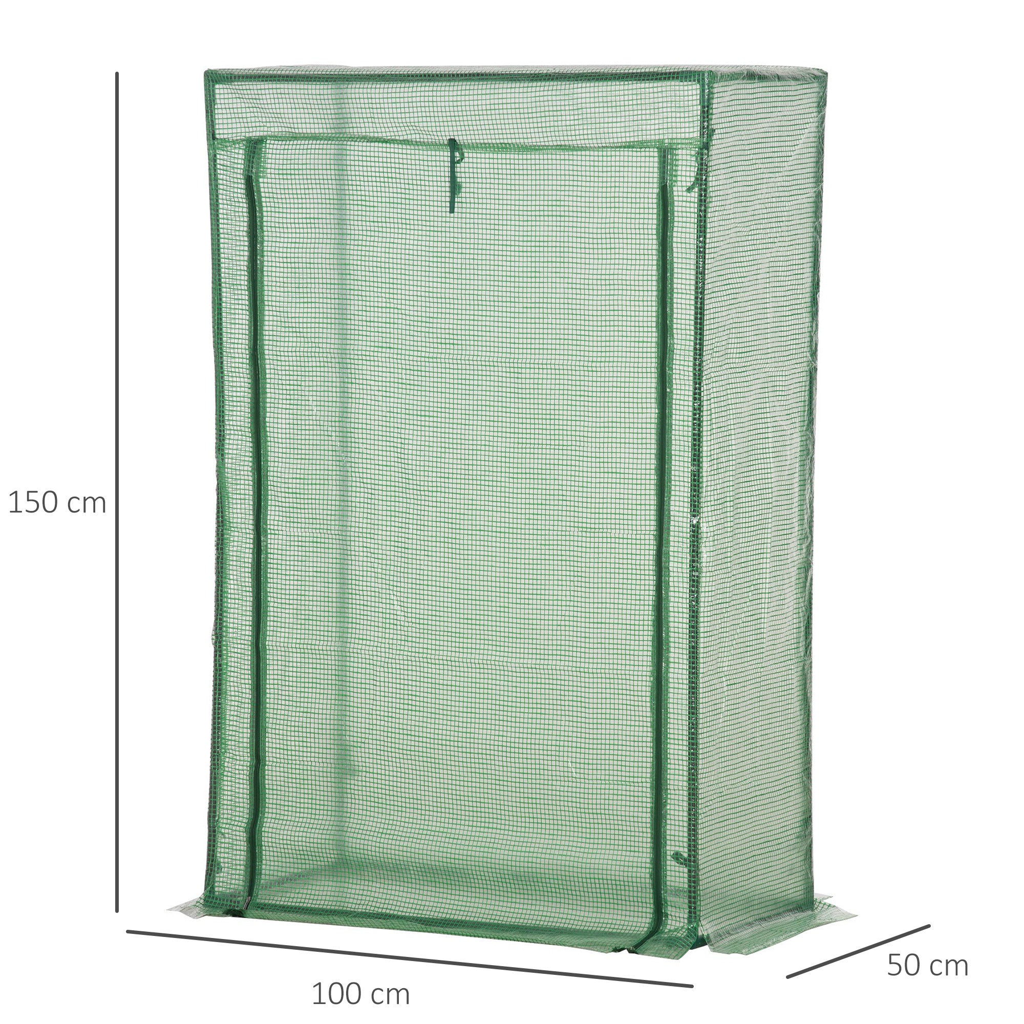 Outsunny 100 x 50 x 150cm Tomato Greenhouse Steel Frame PE Cover with Roll-up Door Outdoor for Backyard, Balcony, Garden, Green - anydaydirect