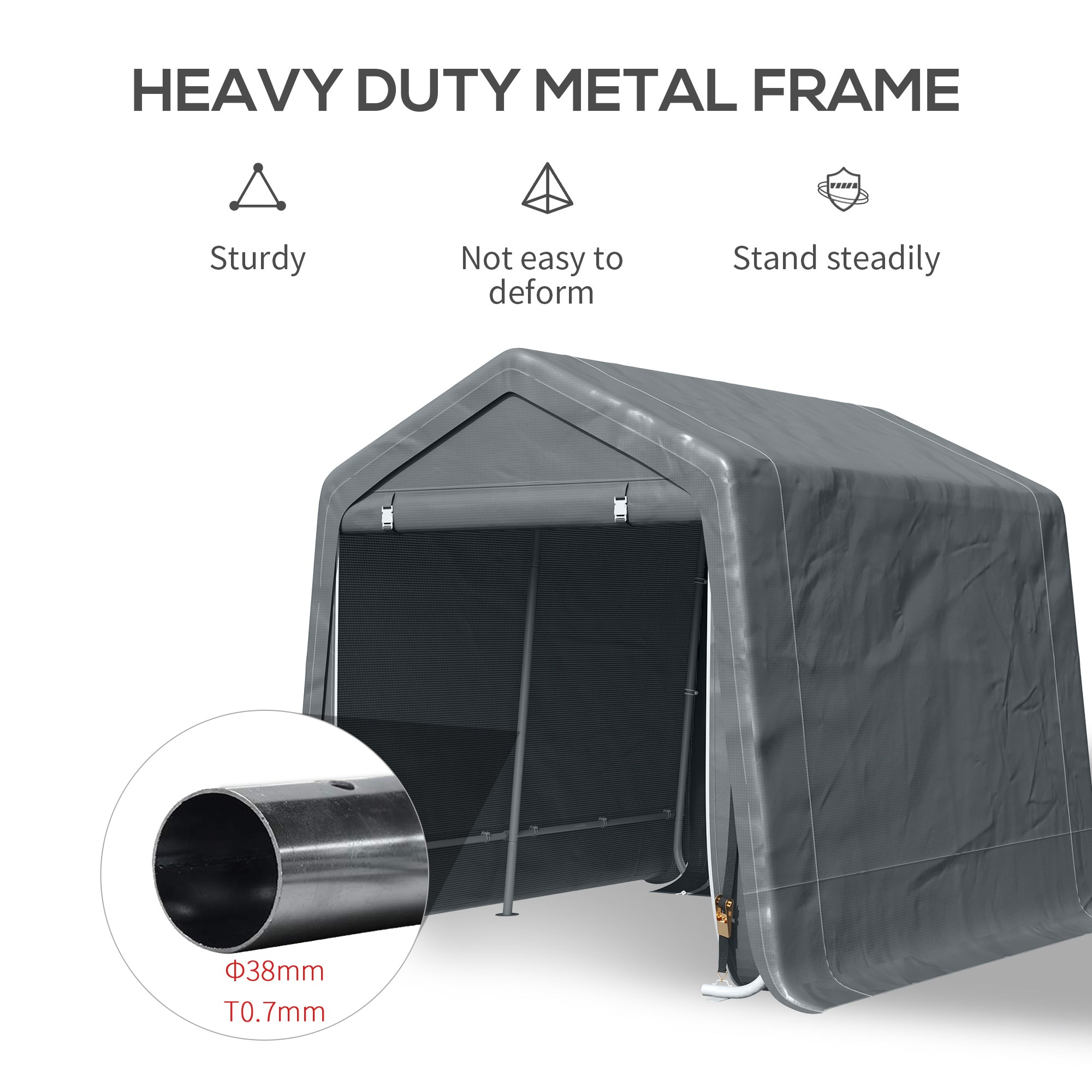 Outsunny 9 X 7.5ft Temporary Outdoor Equipment Shed - Dark Grey - anydaydirect