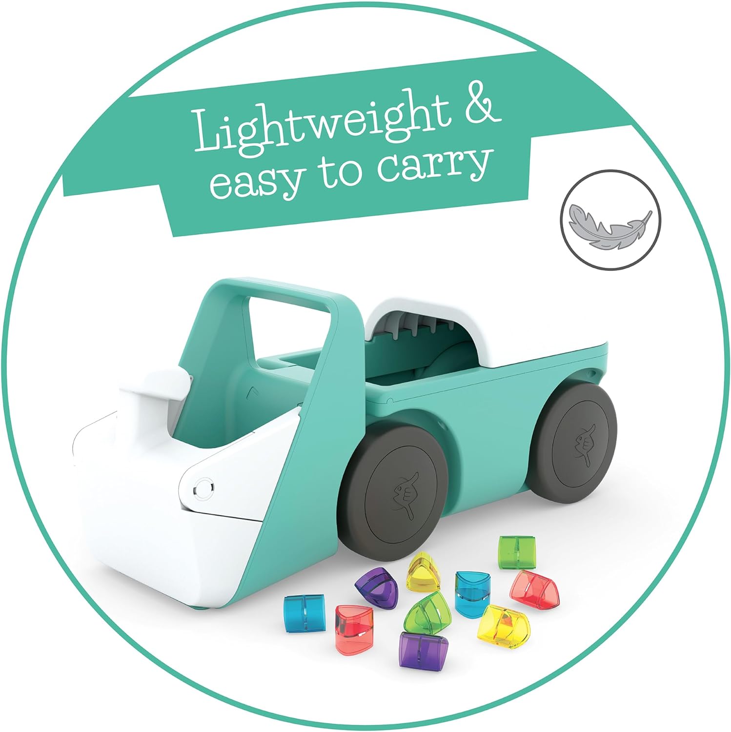Chillafish Blockie 4-Wheel First Ride-on That Cleans up and Carries All Your Toys, 10 Play Blocks Included to Scoop in Digger-Style Action, Age 1-3 Years, Mint - anydaydirect