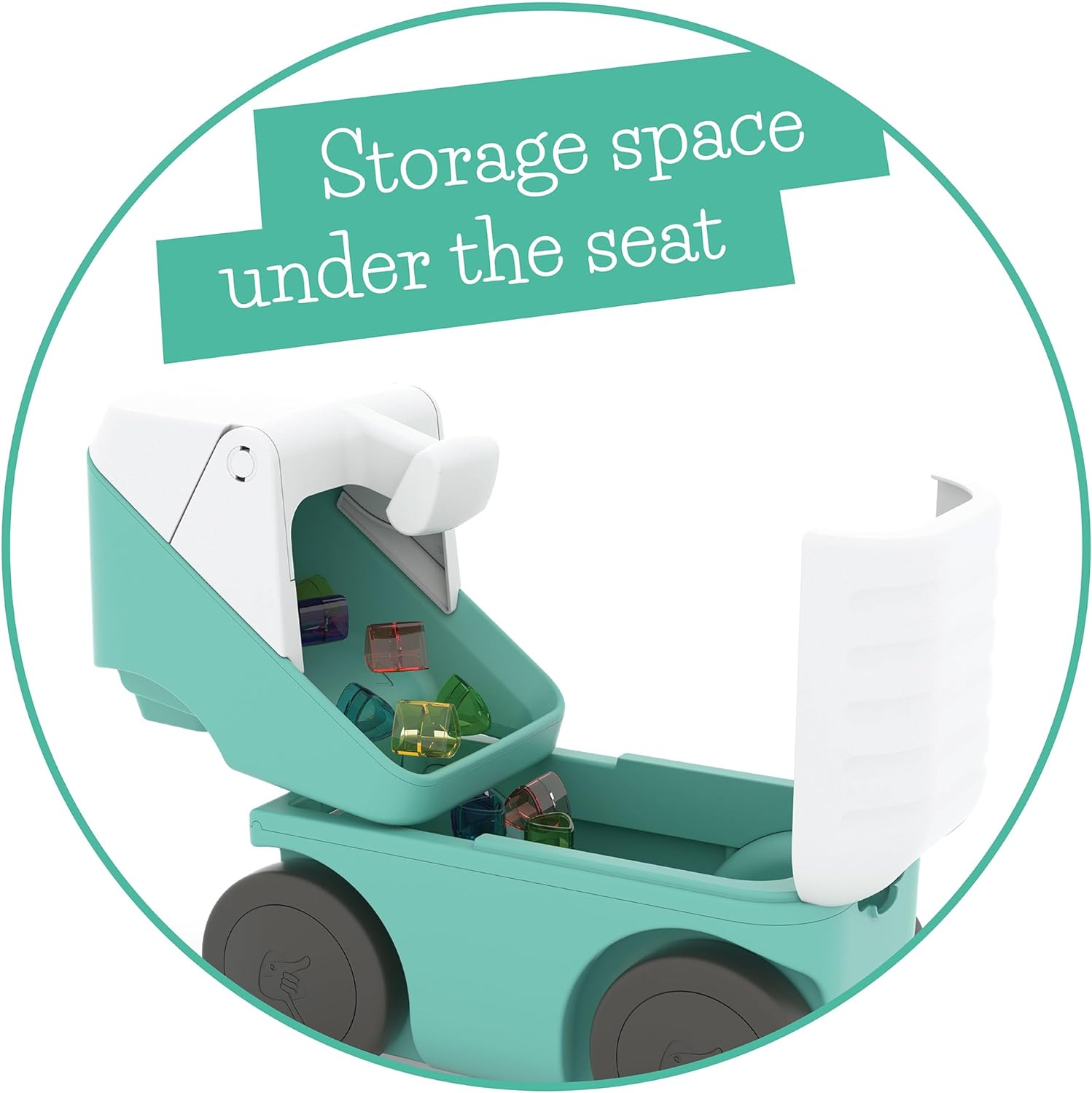 Chillafish Blockie 4-Wheel First Ride-on That Cleans up and Carries All Your Toys, 10 Play Blocks Included to Scoop in Digger-Style Action, Age 1-3 Years, Mint - anydaydirect