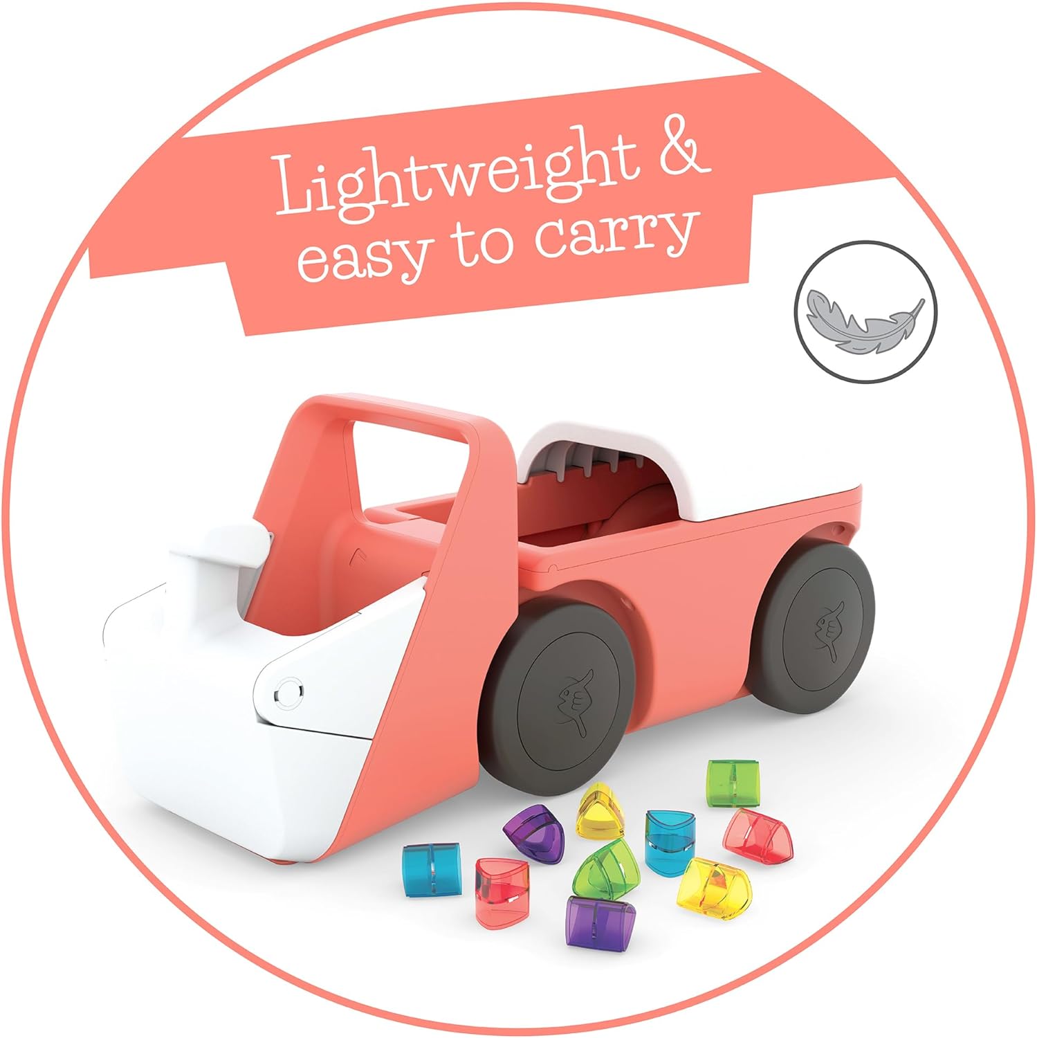Chillafish Blockie 4-Wheel First Ride-on That Cleans up and Carries All Your Toys, 10 Play Blocks Included to Scoop in Digger-Style Action, Age 1-3 Years, Flamingo - anydaydirect