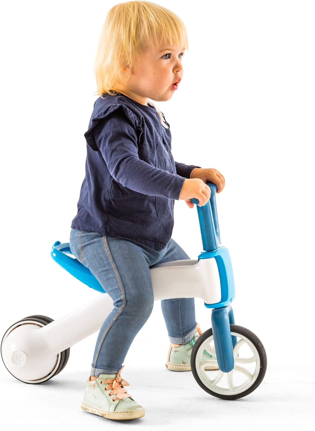 Chillafish Bunzi gradual balance bike and tricycle, 2-in-1 ride on toy for 1-3 year old, combines toddler tricycle and adjustable lightweight balance bike in one, silent non-marking wheels, Blue - anydaydirect