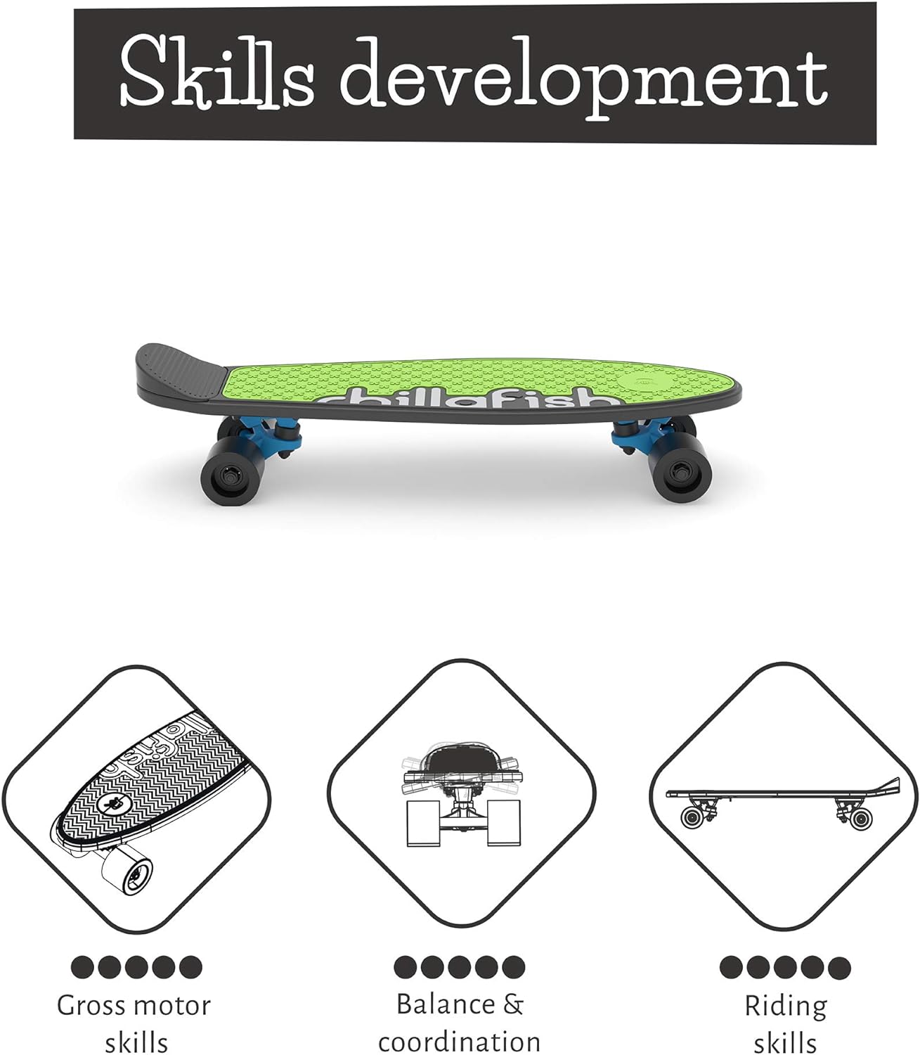 Chillafish Skatie Black Mix Skateboard - anydaydirect