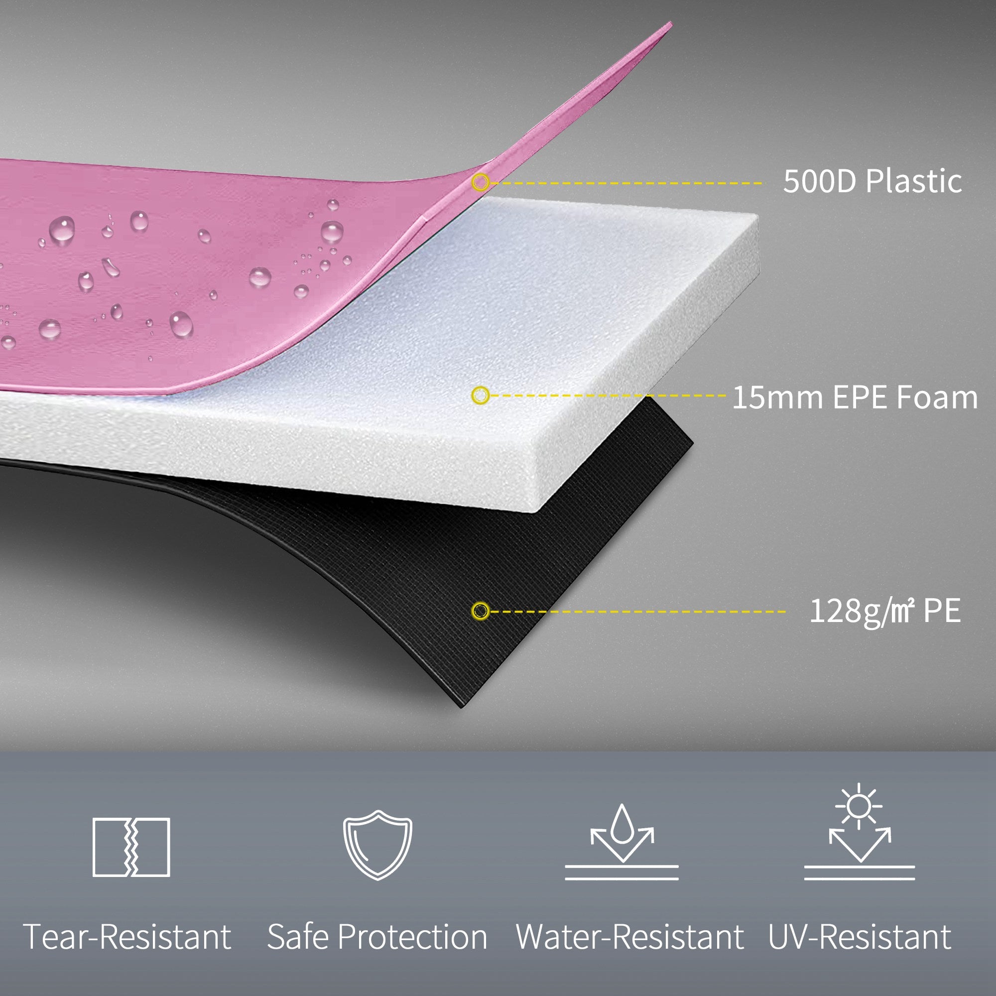 SPORTNOW 12FT Trampoline Spring Cover, Plastic Trampoline Pad Replacement with Elastic Cord, Waterproof, UV Resistant and Tear-Resistant, All-Weather Trampoline Accessories, Pink - anydaydirect