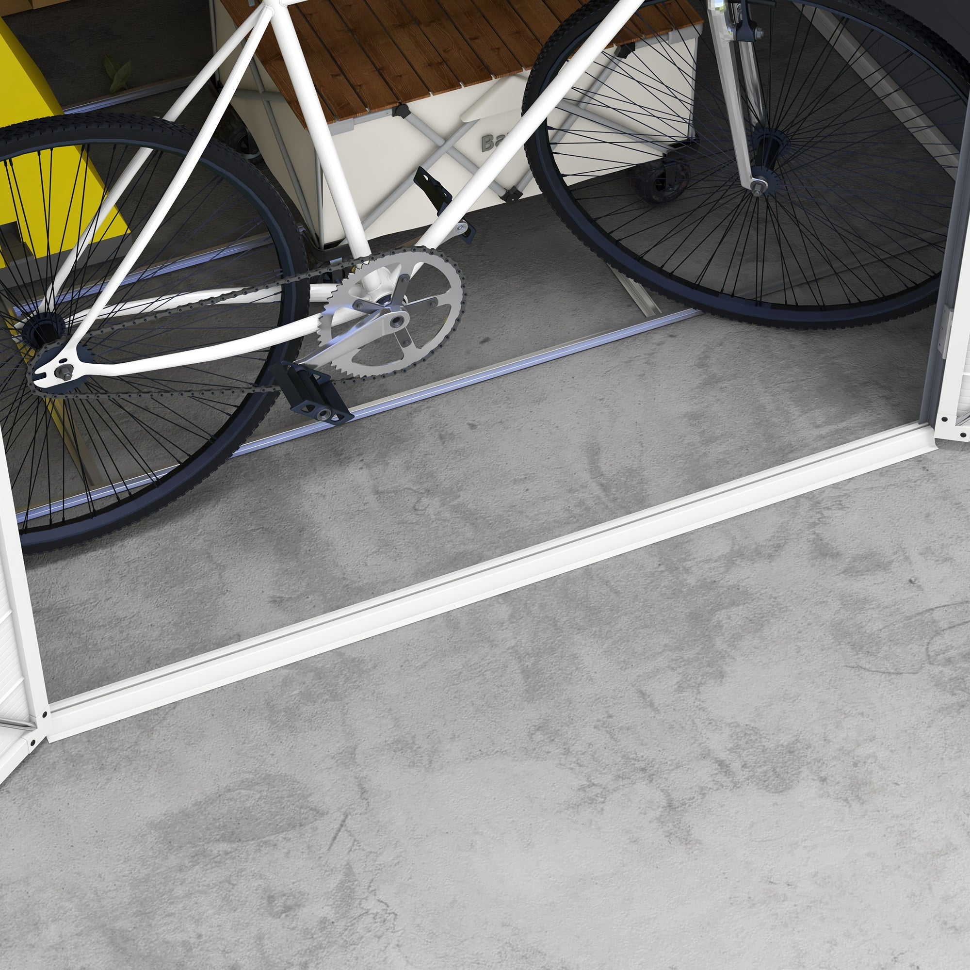 Outsunny 8 x 6ft Garden Shed with Foundation Kit, Polypropylene Outdoor Storage Tool House with Ventilation Slots and Lockable Door, Grey - anydaydirect