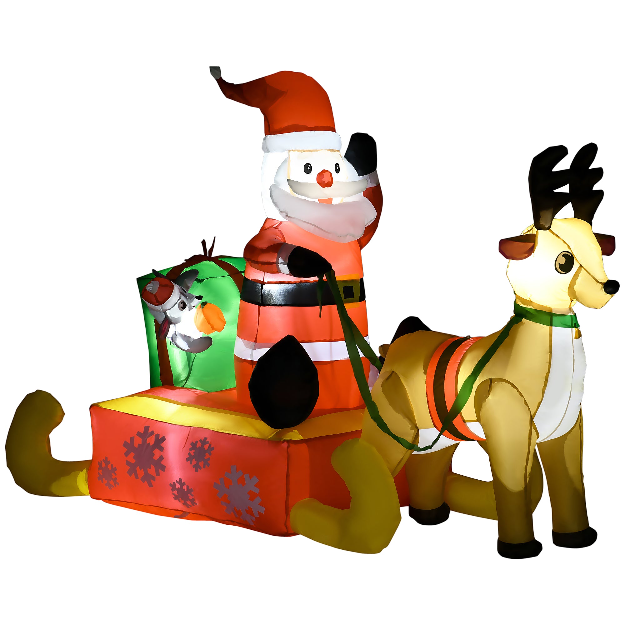HOMCOM Inflatable Santa, Polyester, 122H cm-Multicolour - anydaydirect