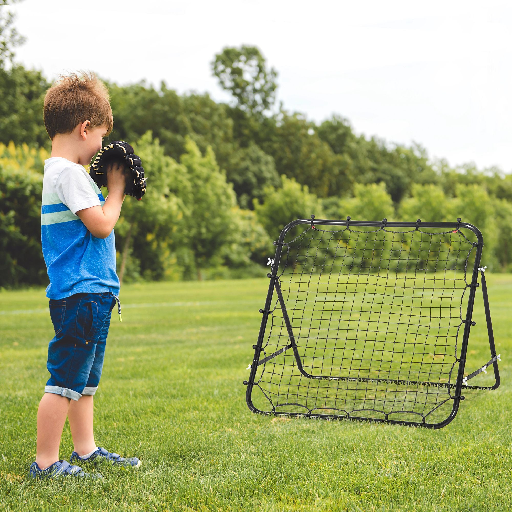 HOMCOM Rebounder Net, Practise Kickback Goal, for Teens, Adults Training - Black - anydaydirect