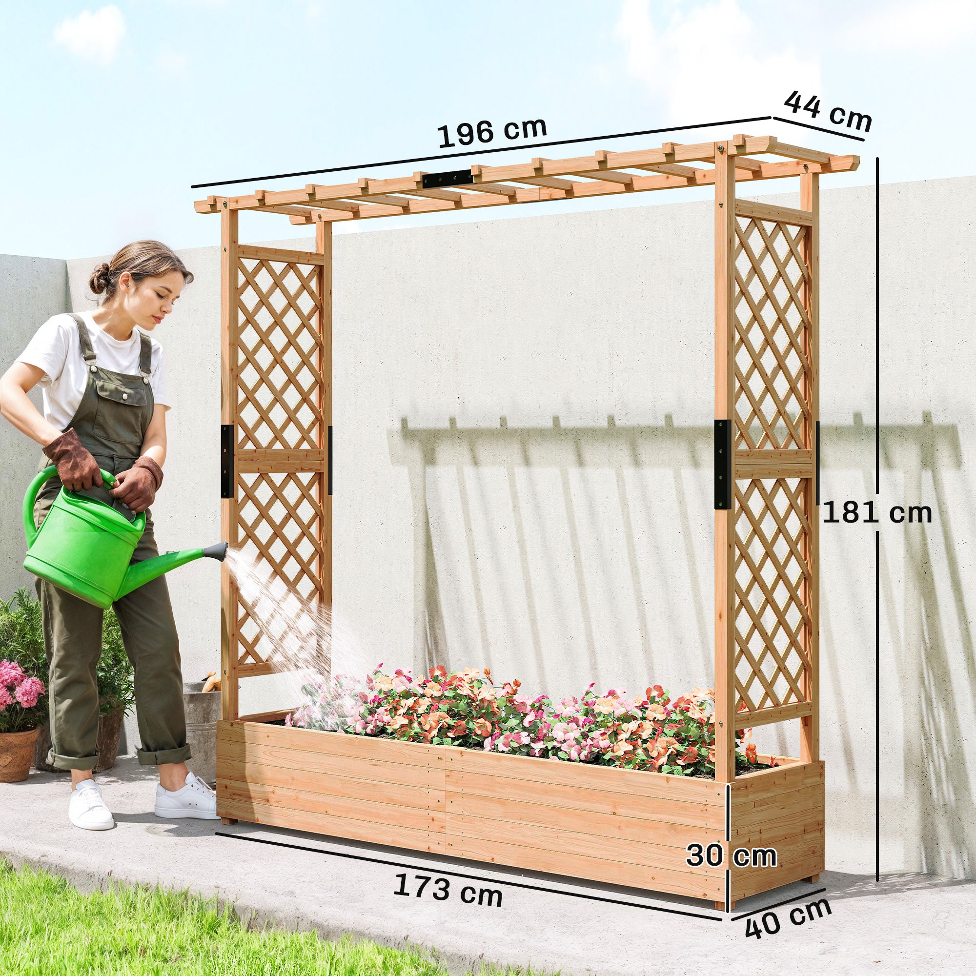 Outsunny Fir Wood 171 x 39 cm Planter and Trellis Garden Bed - anydaydirect