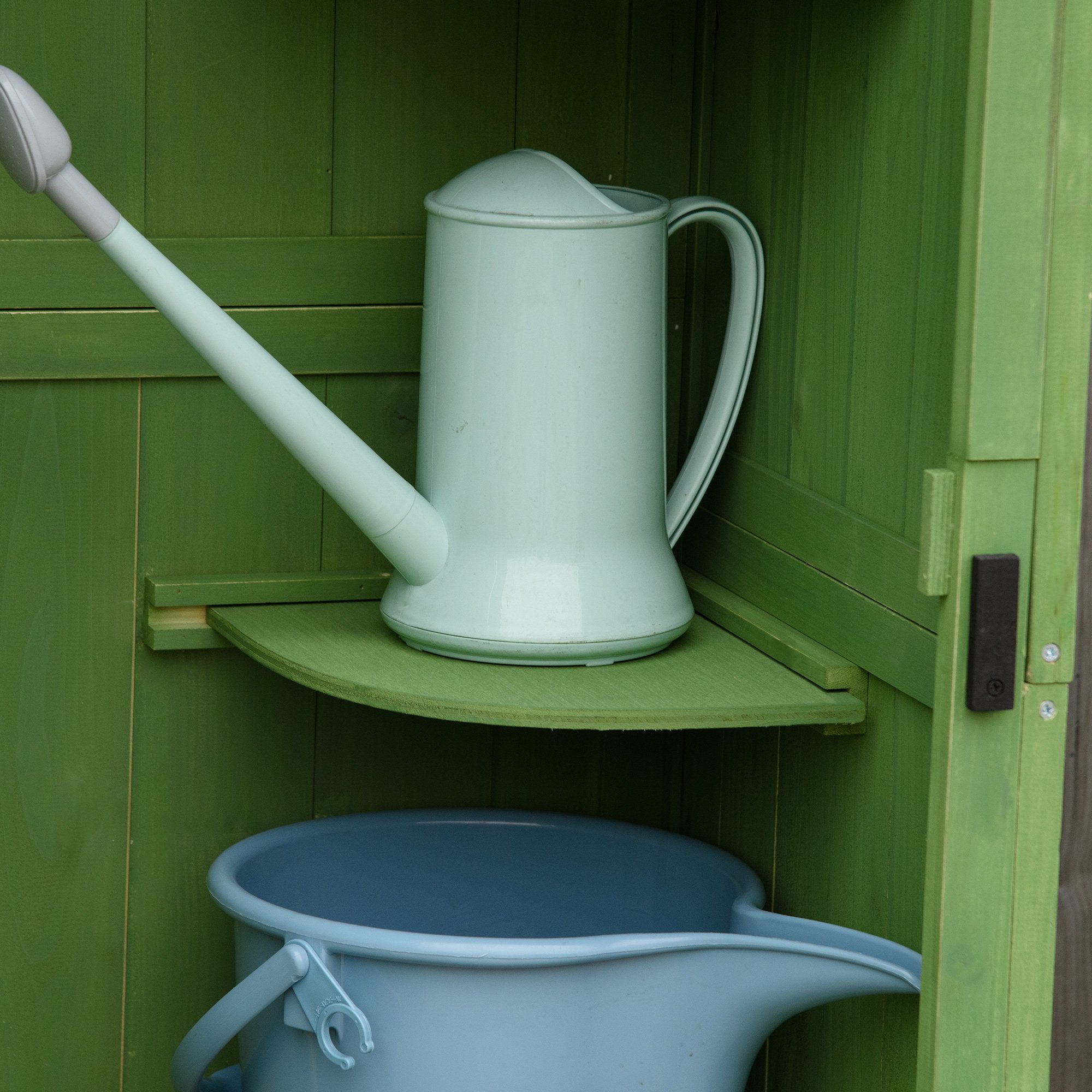 Outsunny Garden Shed Vertical Utility 3 Shelves Shed Wood Outdoor Garden Tool Storage Unit Storage Cabinet, 77 x 54.2 x 179cm - Green - anydaydirect