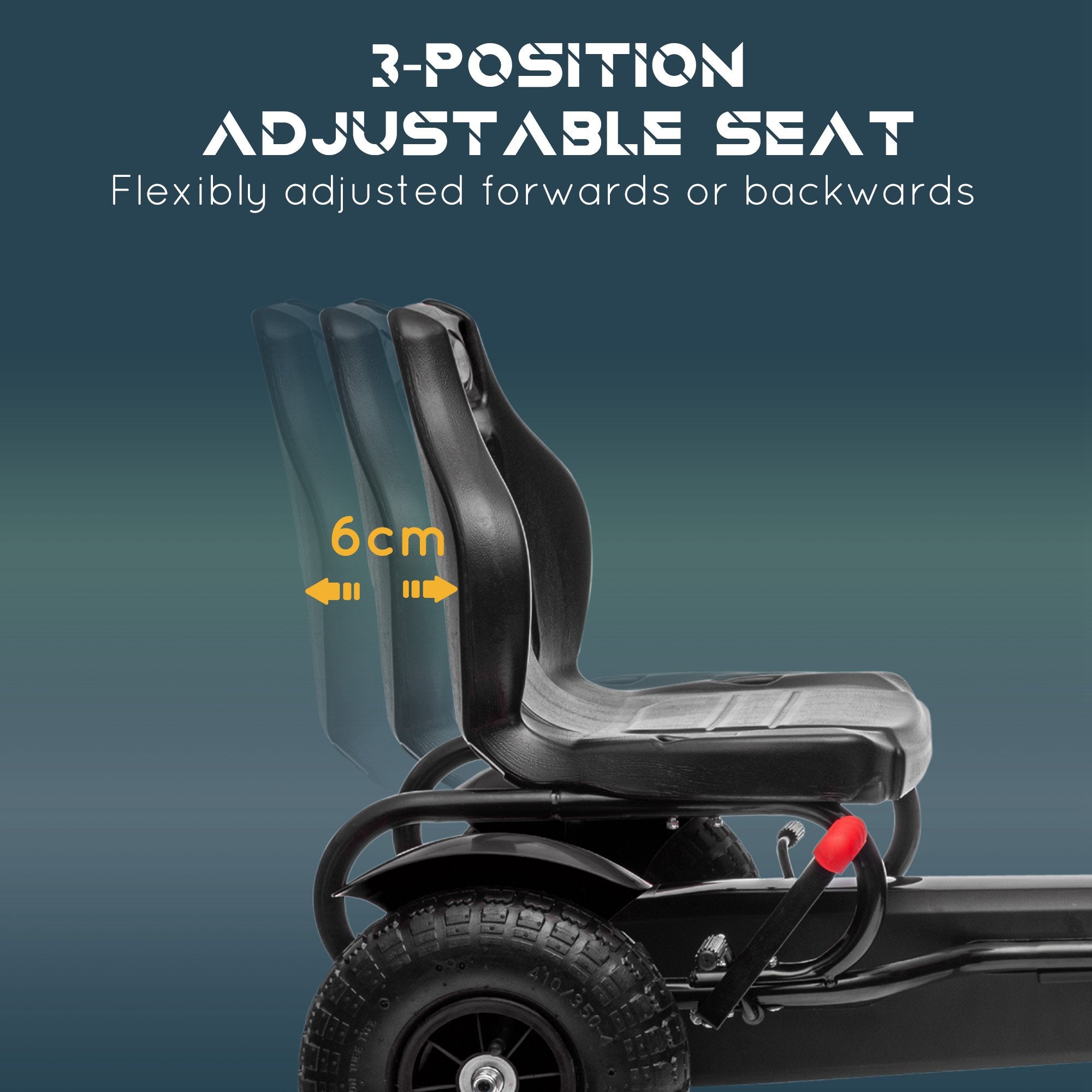 HOMCOM Kids Pedal Go Kart, Metal Frame with Adjustable Seat, Inflatable Tyres for Outdoor Fun, Black - anydaydirect