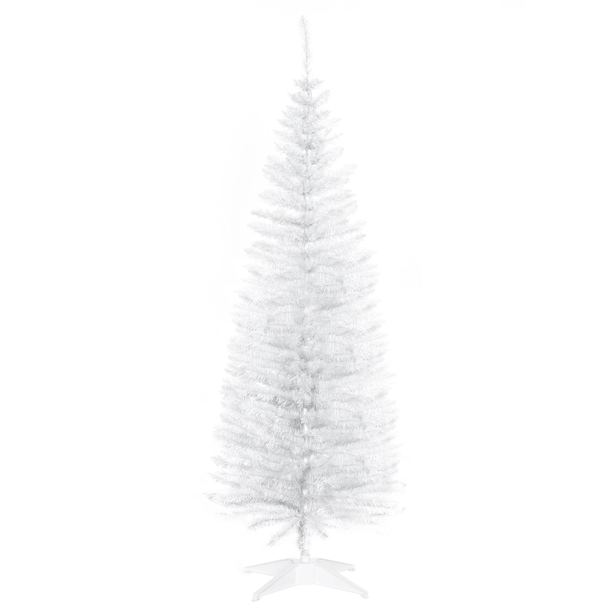 HOMCOM 5T Artificial Pine Pencil Slim Tall Christmas Tree with Branch Tips Xmas Holiday Décor with Stand White - anydaydirect