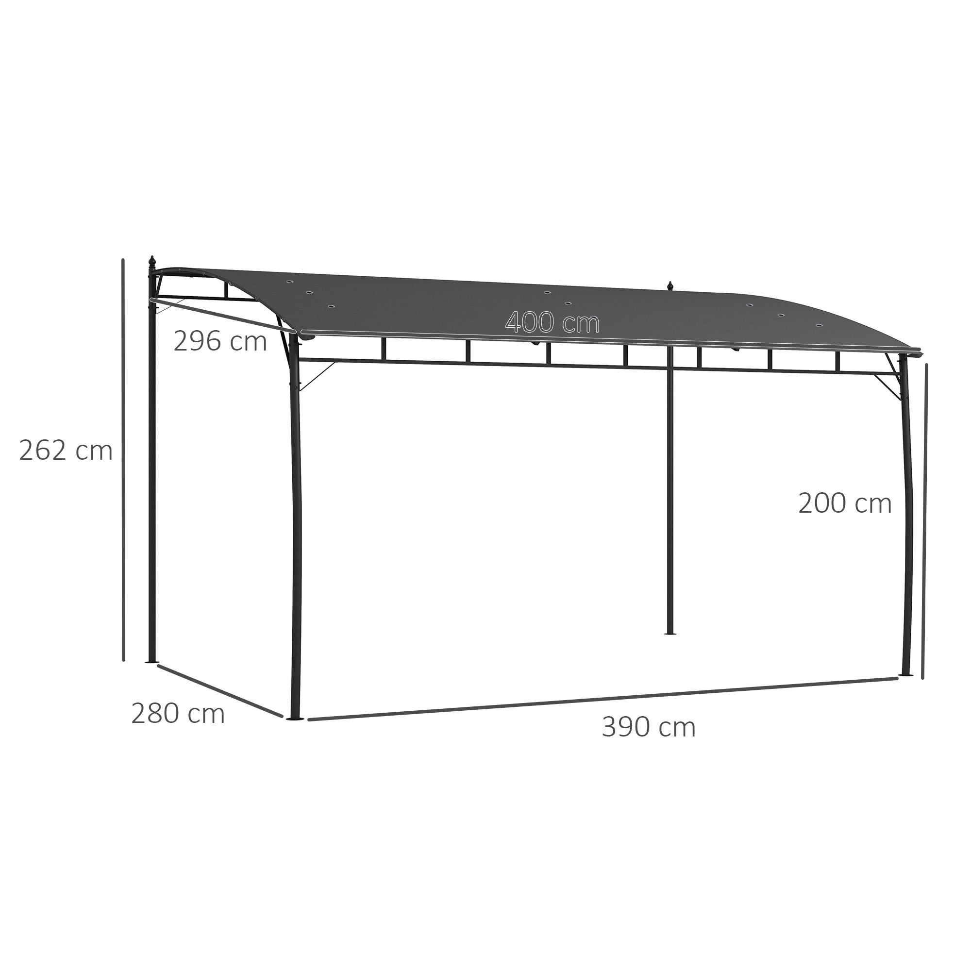 Outsunny 3 x 4m Metal Frame Pergola - Grey - anydaydirect