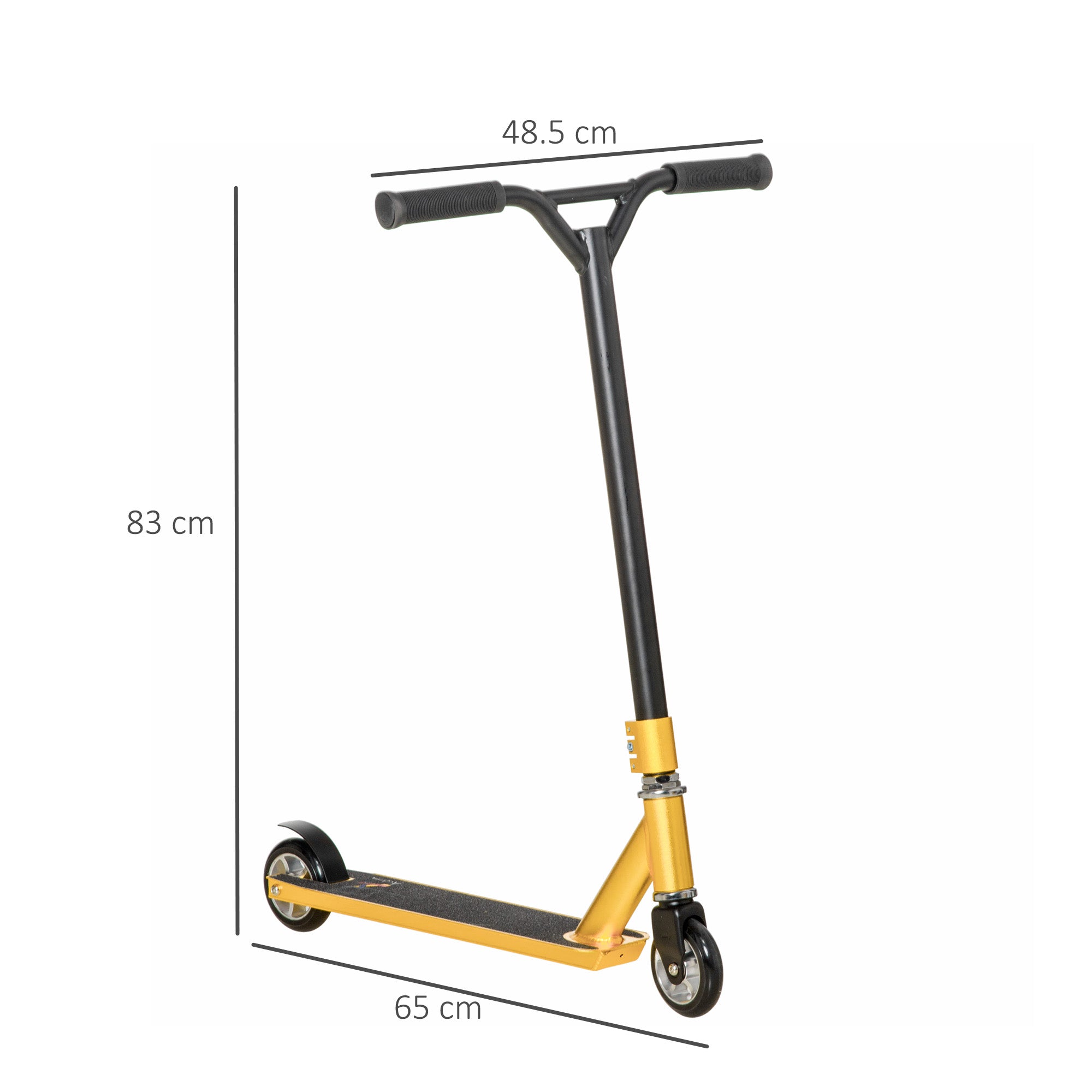 HOMCOM Stunt Scooter, 360° Entry Level Tricks Scooter w/ Lightweight Aluminium Deck and ABEC 7 Bearing, For Age 14+ Beginners, Gold Tone - anydaydirect