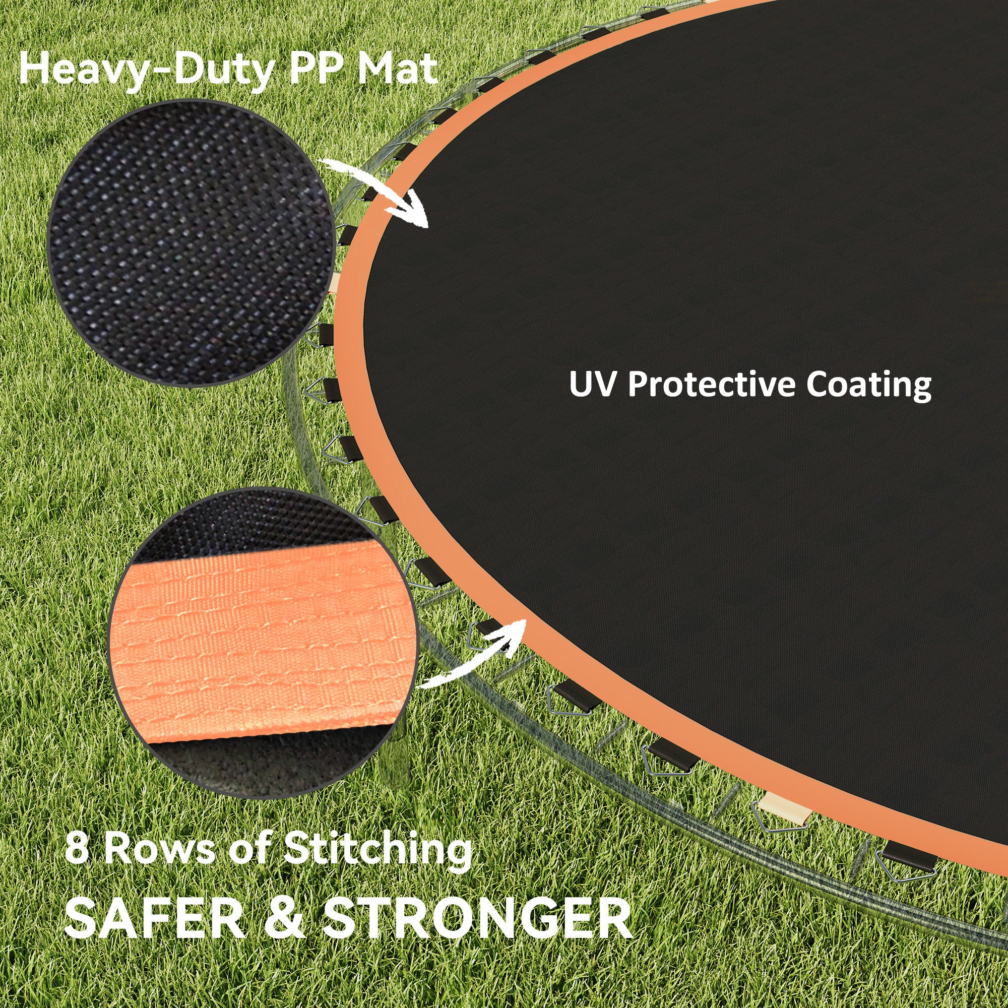 SPORTNOW Trampoline Replacement Mat with Spring Pull Tool, 54 V-Hooks, for 10ft Trampoline using 14cm Springs, Orange - anydaydirect