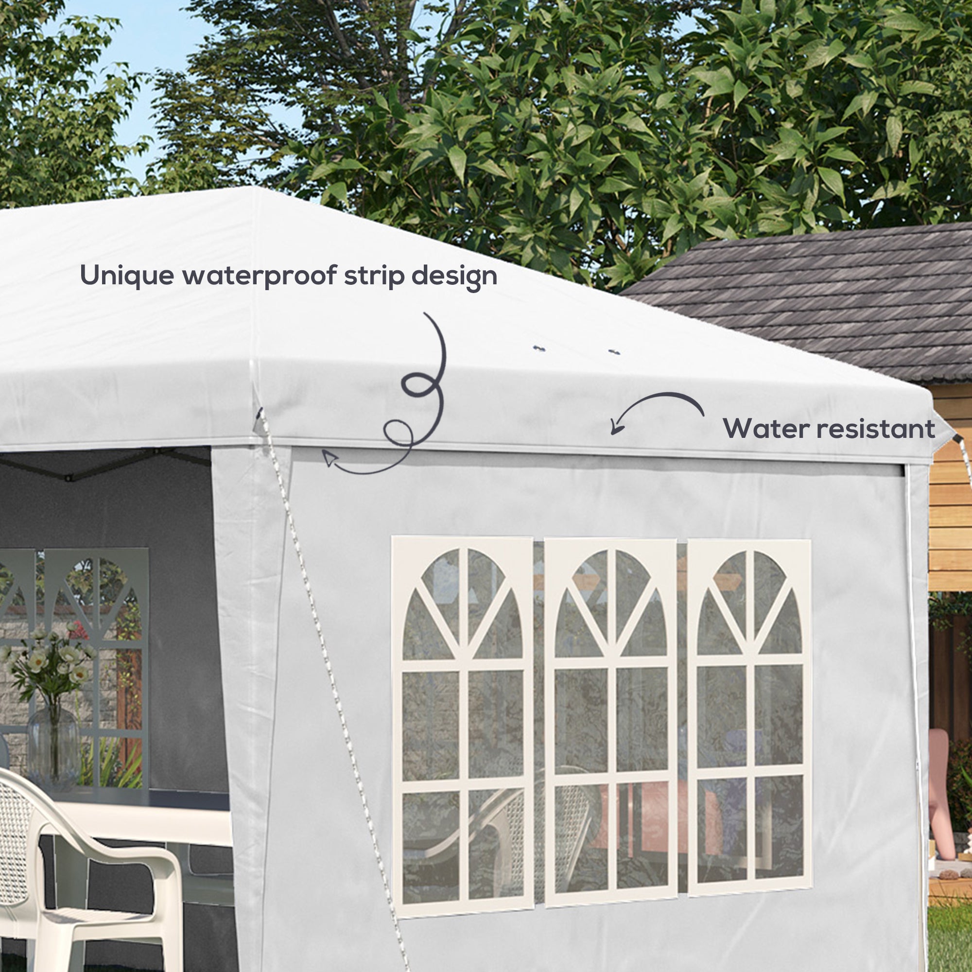 Outsunny 3 x 6m Pop Up Gazebo, Height Adjustable Marquee Party Tent with Sidewalls and Storage Bag, White - anydaydirect