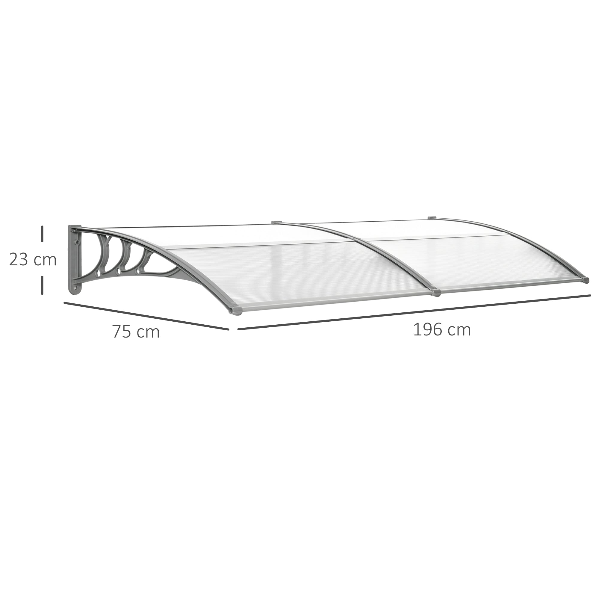 Outsunny Door Canopy Awning Outdoor Window Rain Shelter Cover for Front/Back Door Porch Clear 196 x 75cm - anydaydirect