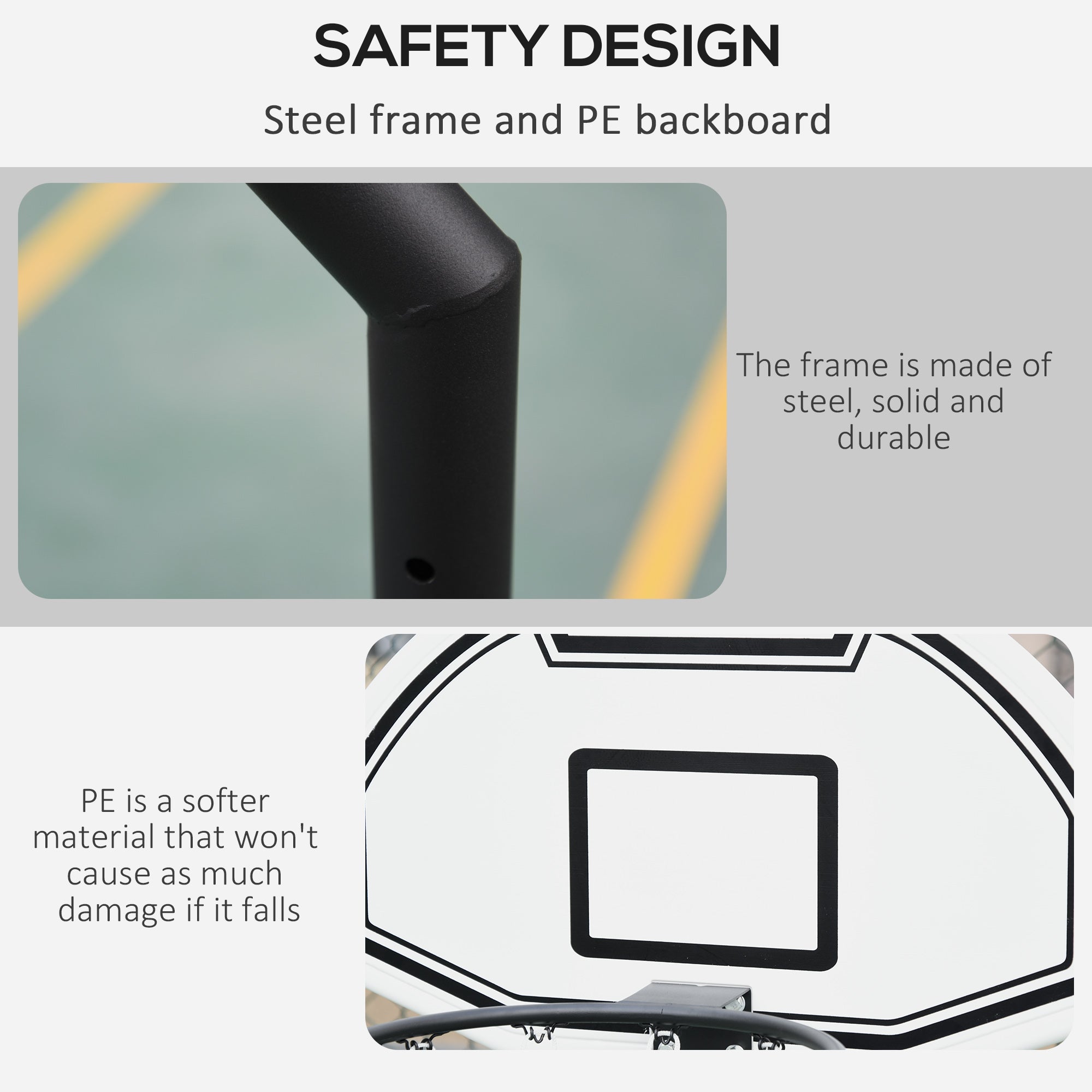 HOMCOM 94-123cm Adjustable Height Basketball Hoop and Stand - anydaydirect