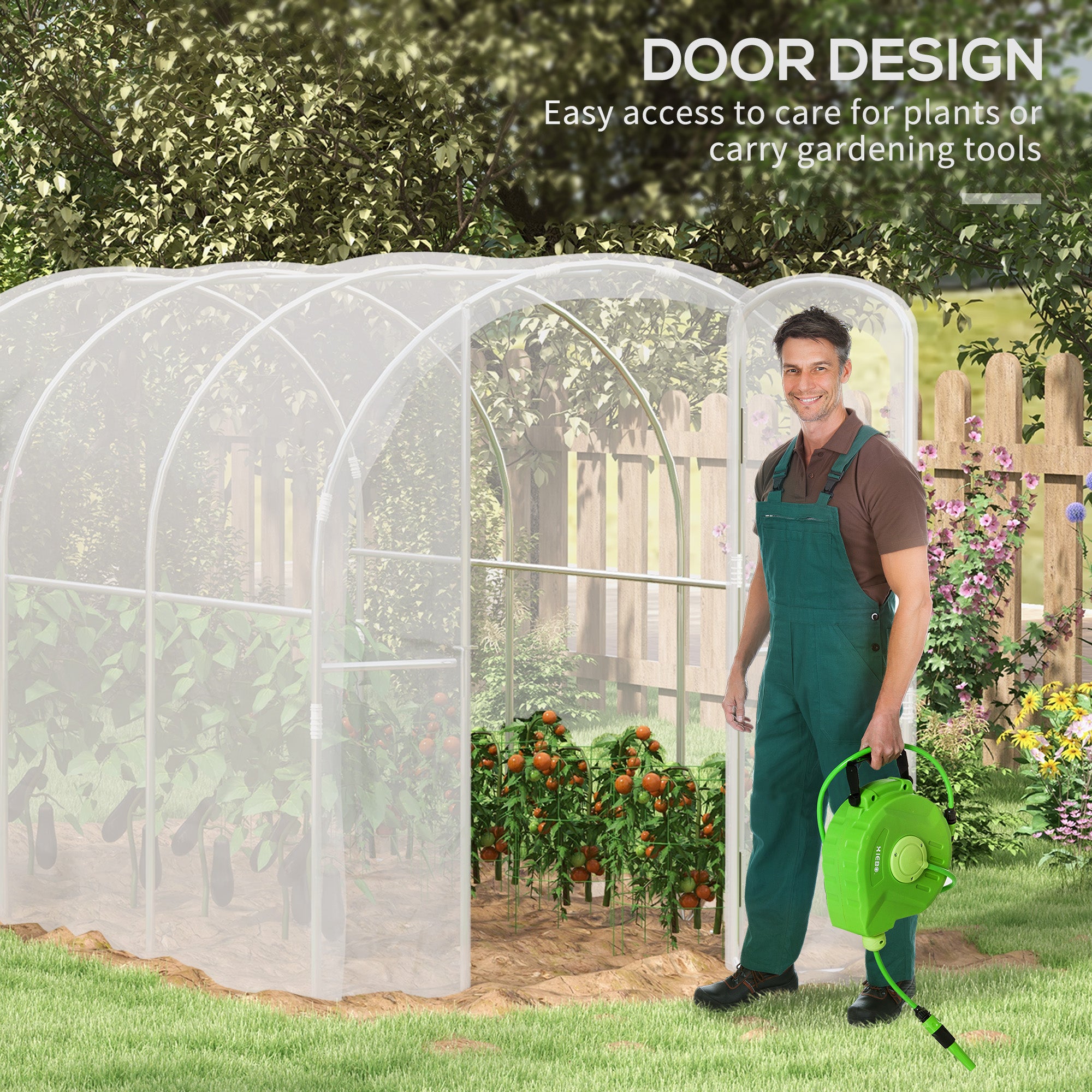 Outsunny Polytunnel Greenhouse Walk-in Grow House with PE Cover, Door and Galvanised Steel Frame, 3 x 2 x 2m, Clear - anydaydirect
