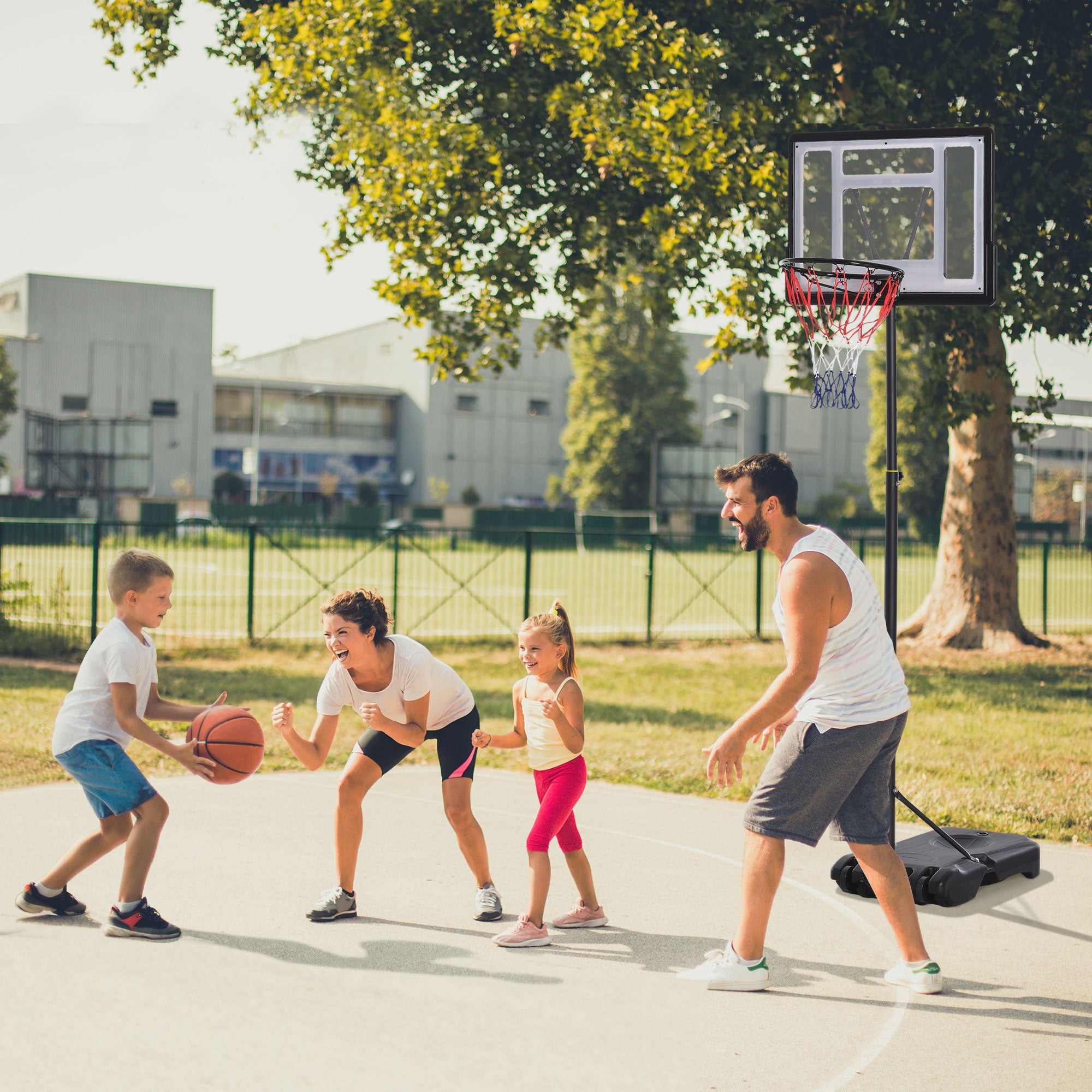 HOMCOM 1.55-2.1m Basketball Hoop and Stand w/ Fillable Base, Wheels - anydaydirect