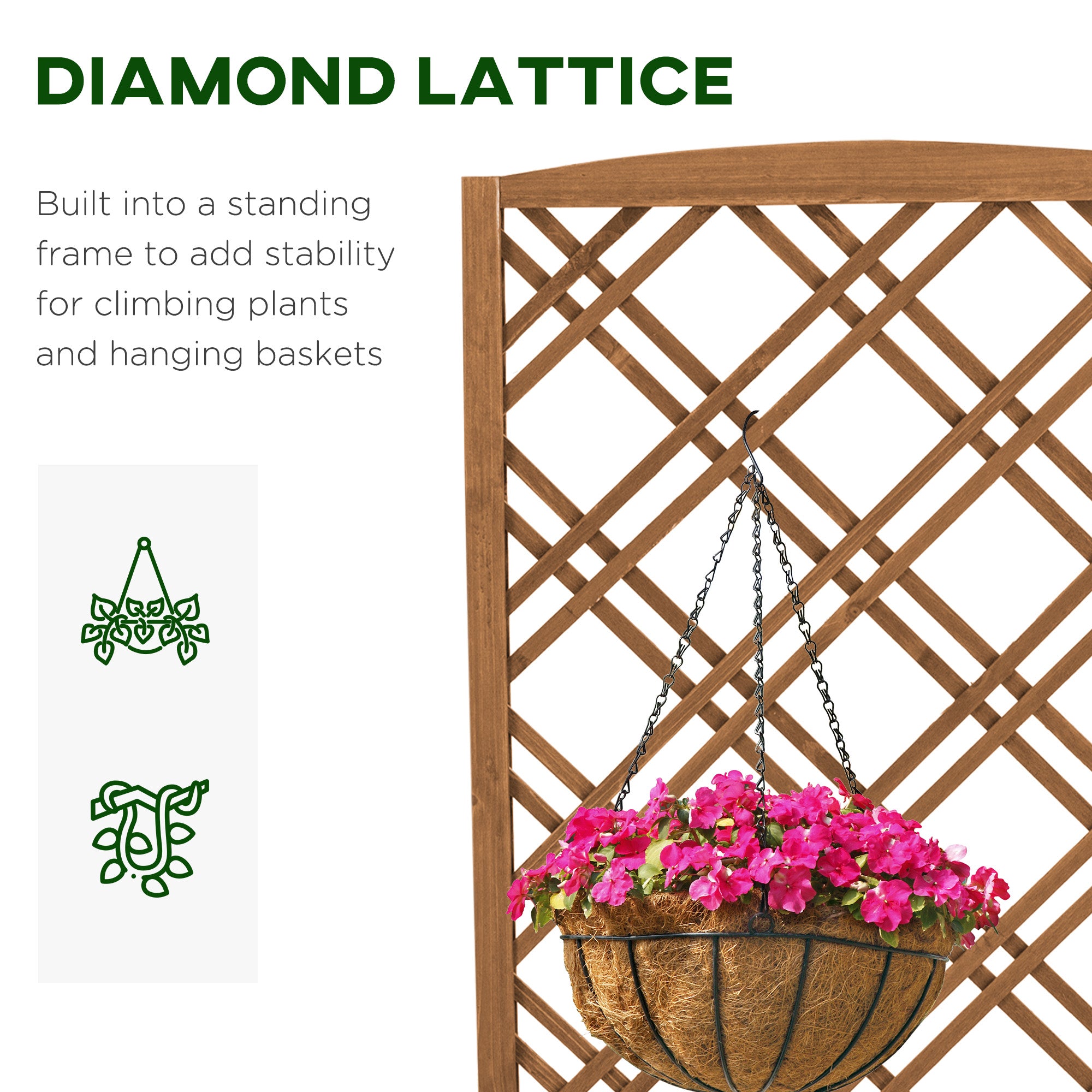 Outsunny Garden Planter with Trellis, Wooden Raised Bed for Garden with Lattice Trellis for Vegetables, Herbs and Flowers, Brown - anydaydirect