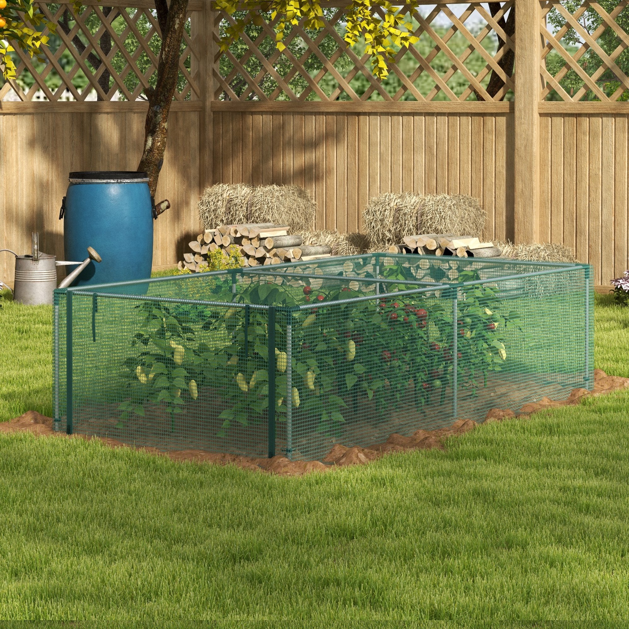 Outsunny 8' x 4' Plant Protection Cage, with Door, Green - anydaydirect